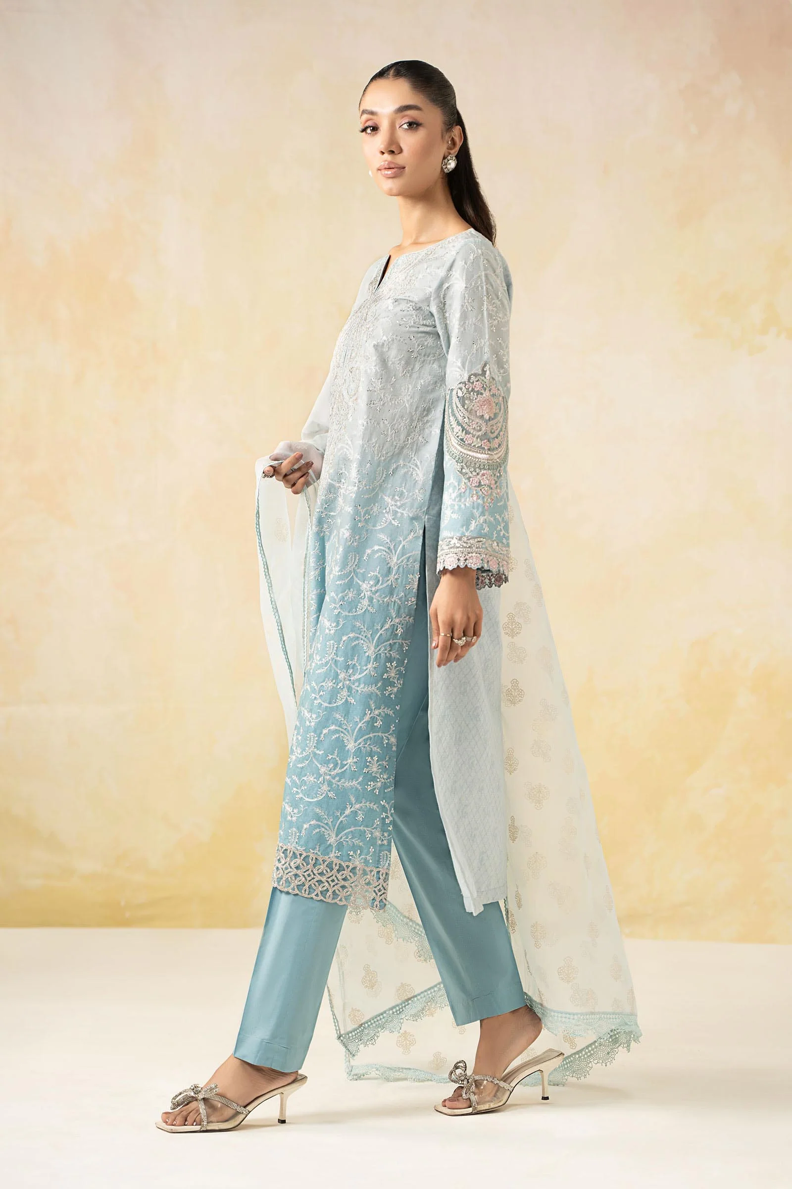 3 Piece Embroidered Self Jacquard Lawn Suit - Image 6
