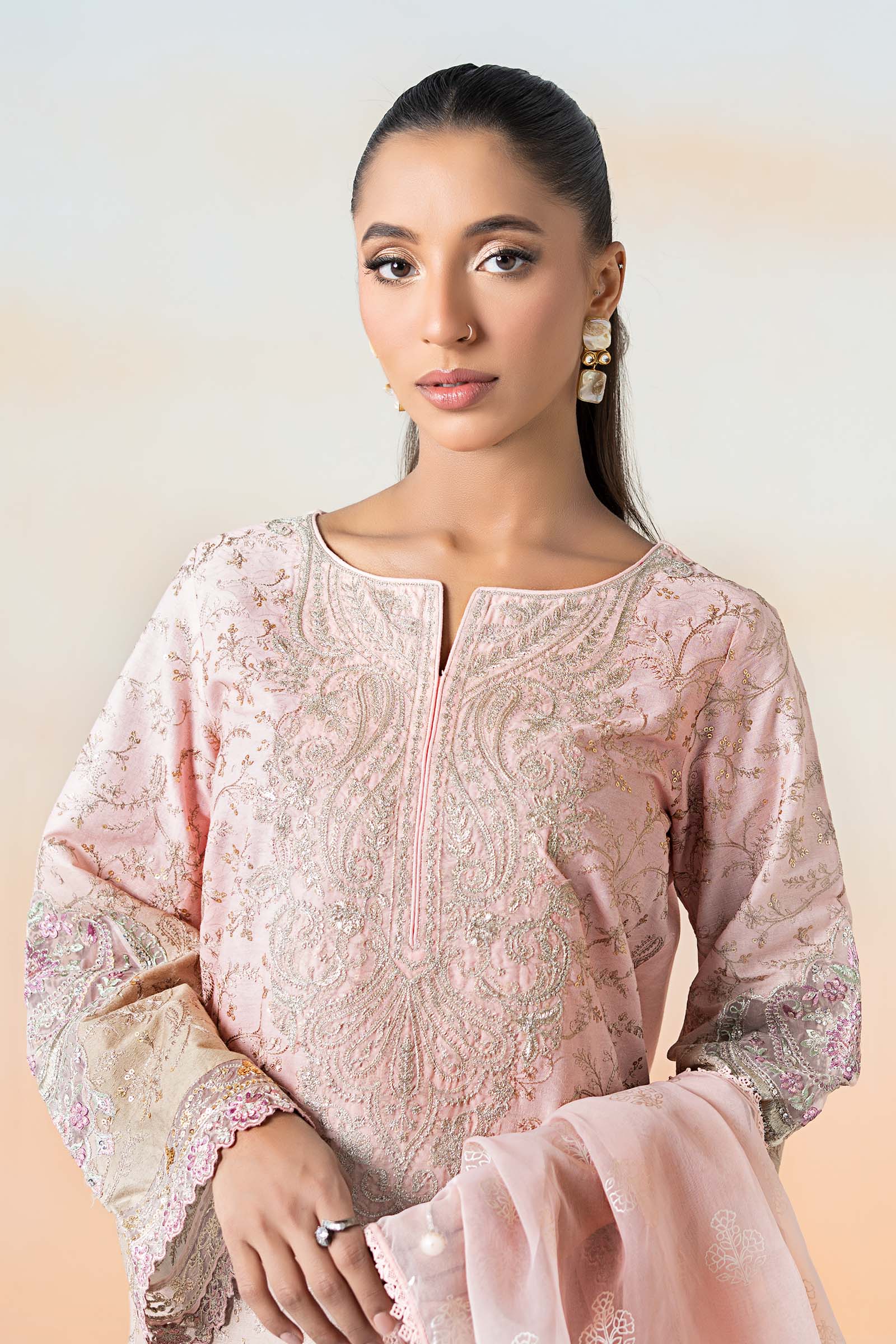 3 Piece Embroidered Self Jacquard Lawn Suit - Image 2