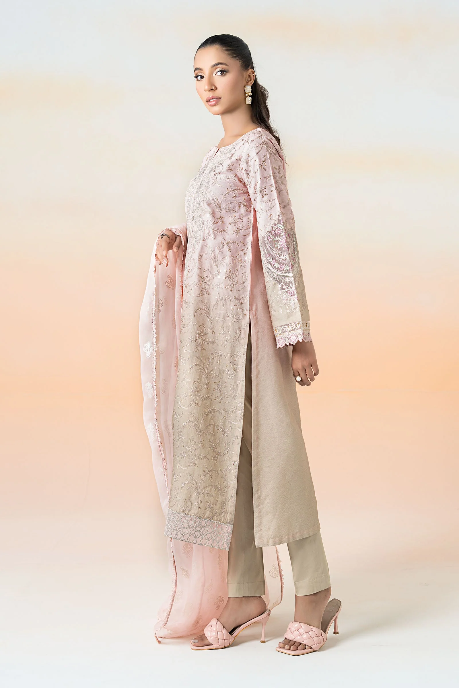 3 Piece Embroidered Self Jacquard Lawn Suit - Image 5