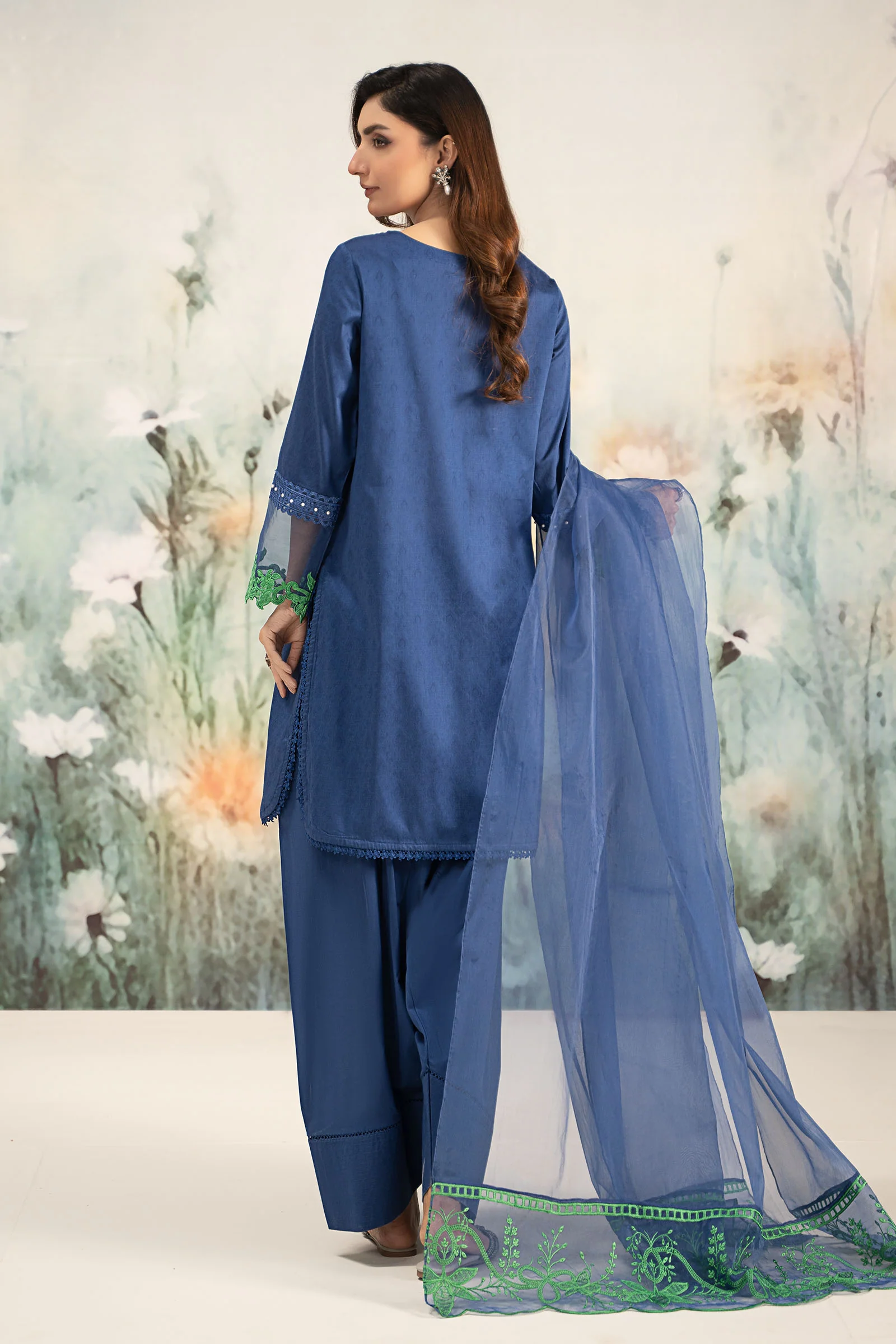 3 Piece Embroidered Self Jacquard Lawn Suit - Image 11