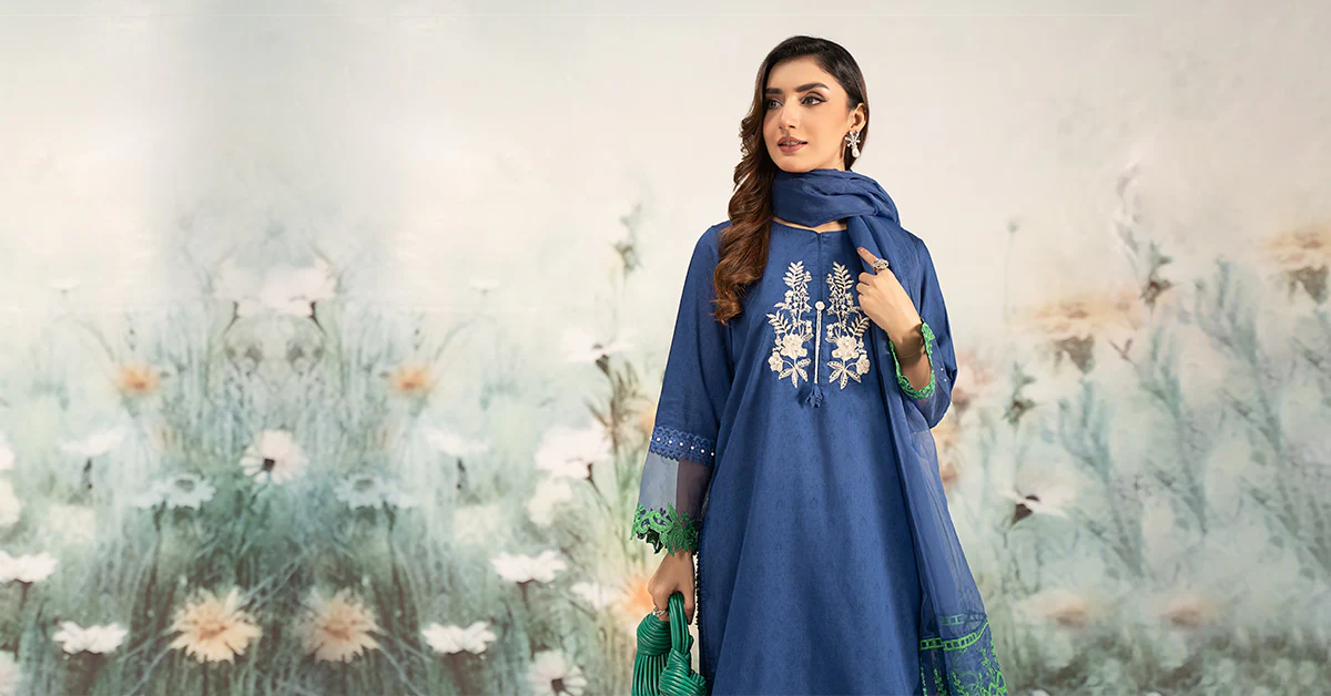3 Piece Embroidered Self Jacquard Lawn Suit - Image 12