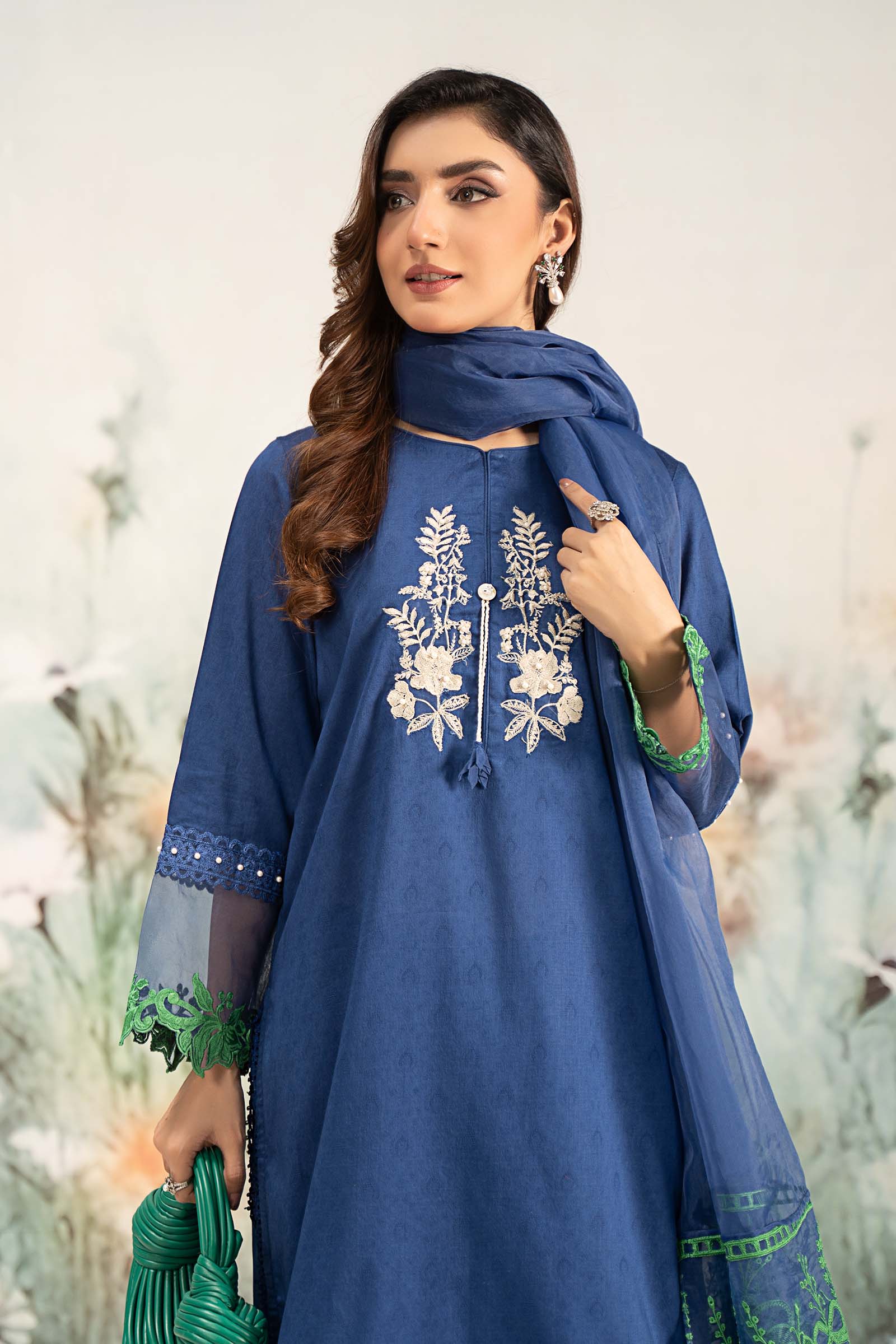 3 Piece Embroidered Self Jacquard Lawn Suit - Image 8