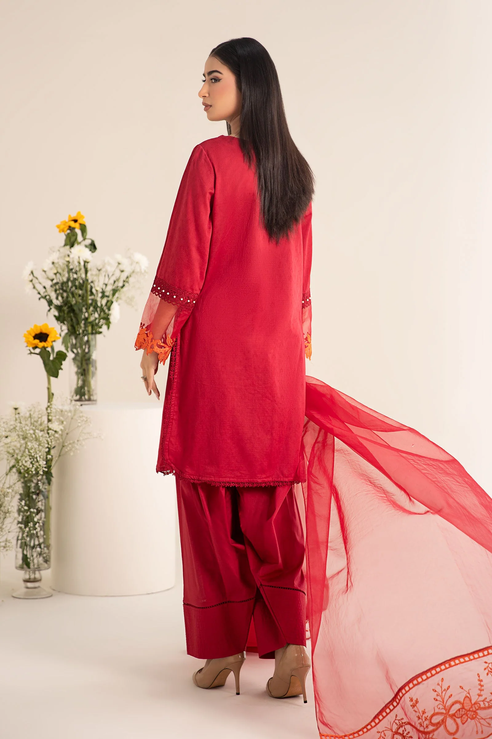 3 Piece Embroidered Self Jacquard Lawn Suit - Image 6