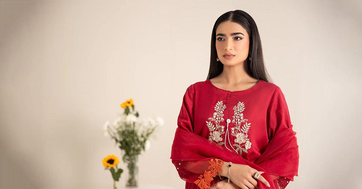 3 Piece Embroidered Self Jacquard Lawn Suit - Image 7