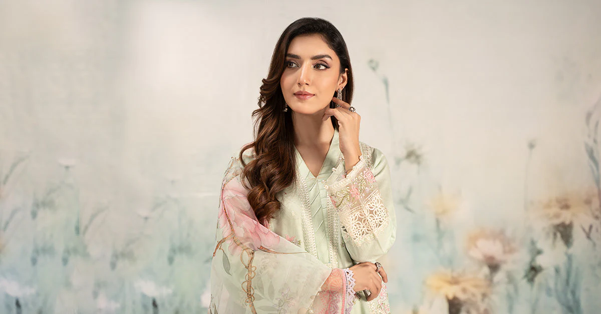 3 Piece Embroidered Dobby Lawn Suit - Image 15
