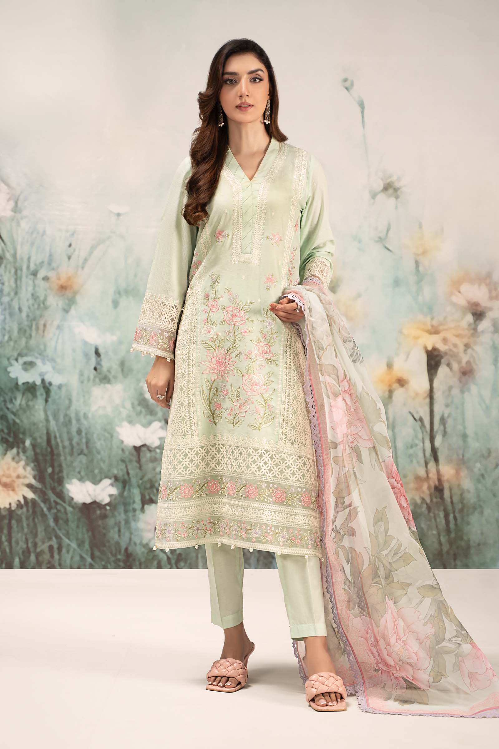 3 Piece Embroidered Dobby Lawn Suit - Image 8