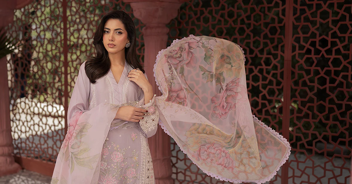 3 Piece Embroidered Dobby Lawn Suit - Image 12