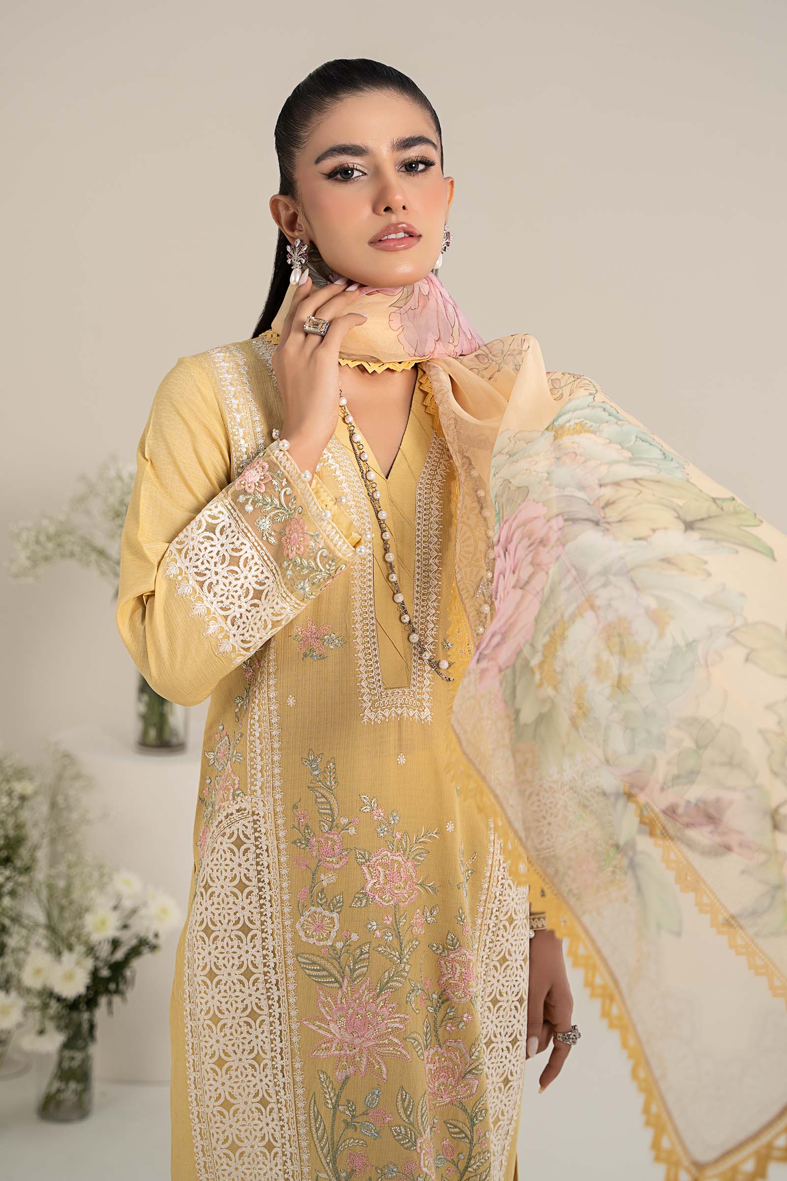 3 Piece Embroidered Dobby Lawn Suit - Image 2