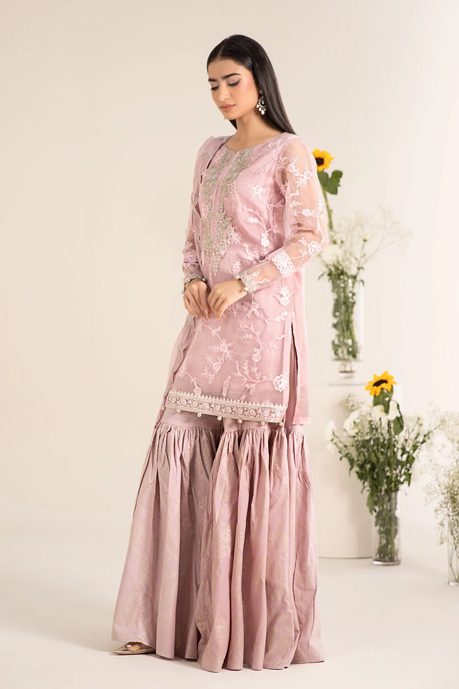 3 Piece Embroidered Cotton Silk Suit - Image 12
