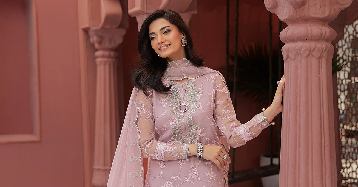 3 Piece Embroidered Cotton Silk Suit - Image 14