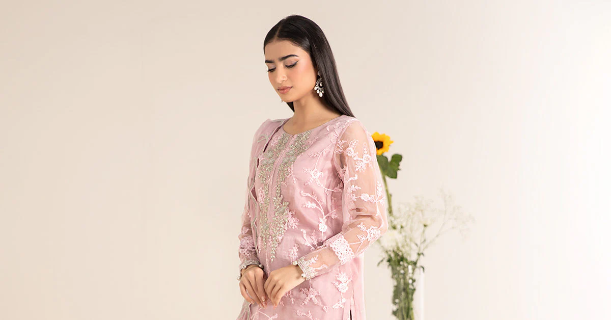 3 Piece Embroidered Cotton Silk Suit - Image 15