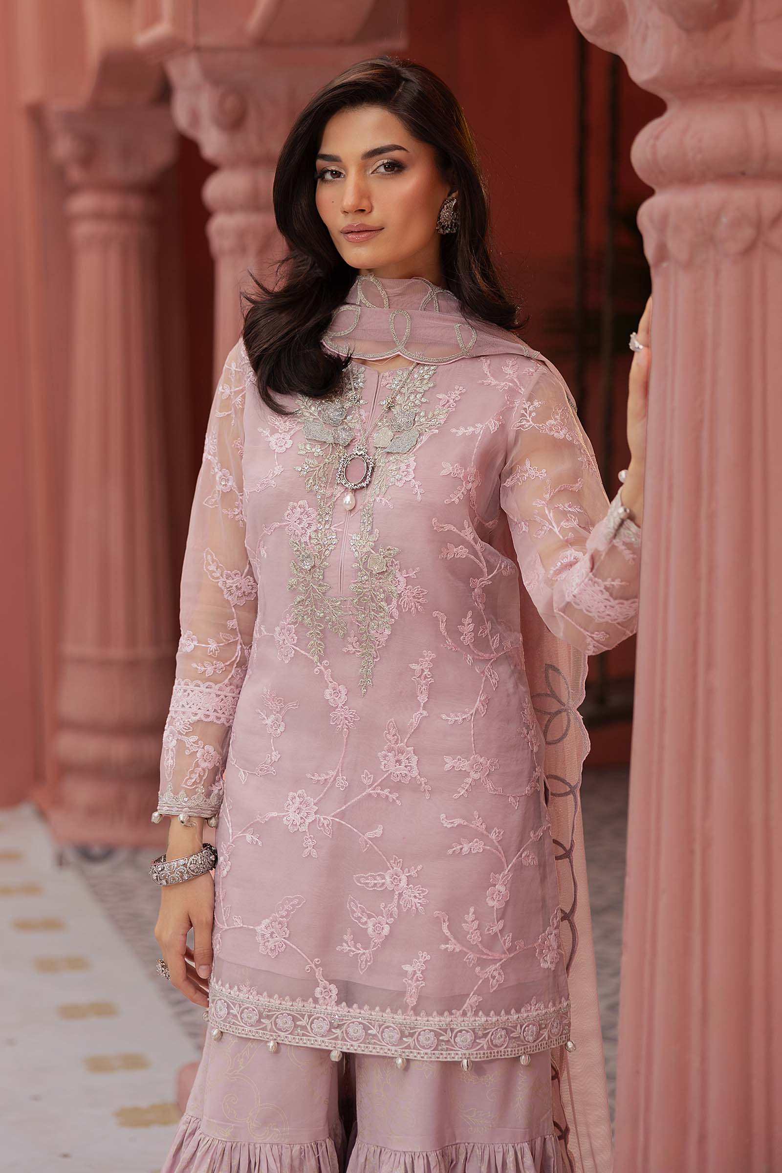 3 Piece Embroidered Cotton Silk Suit - Image 3