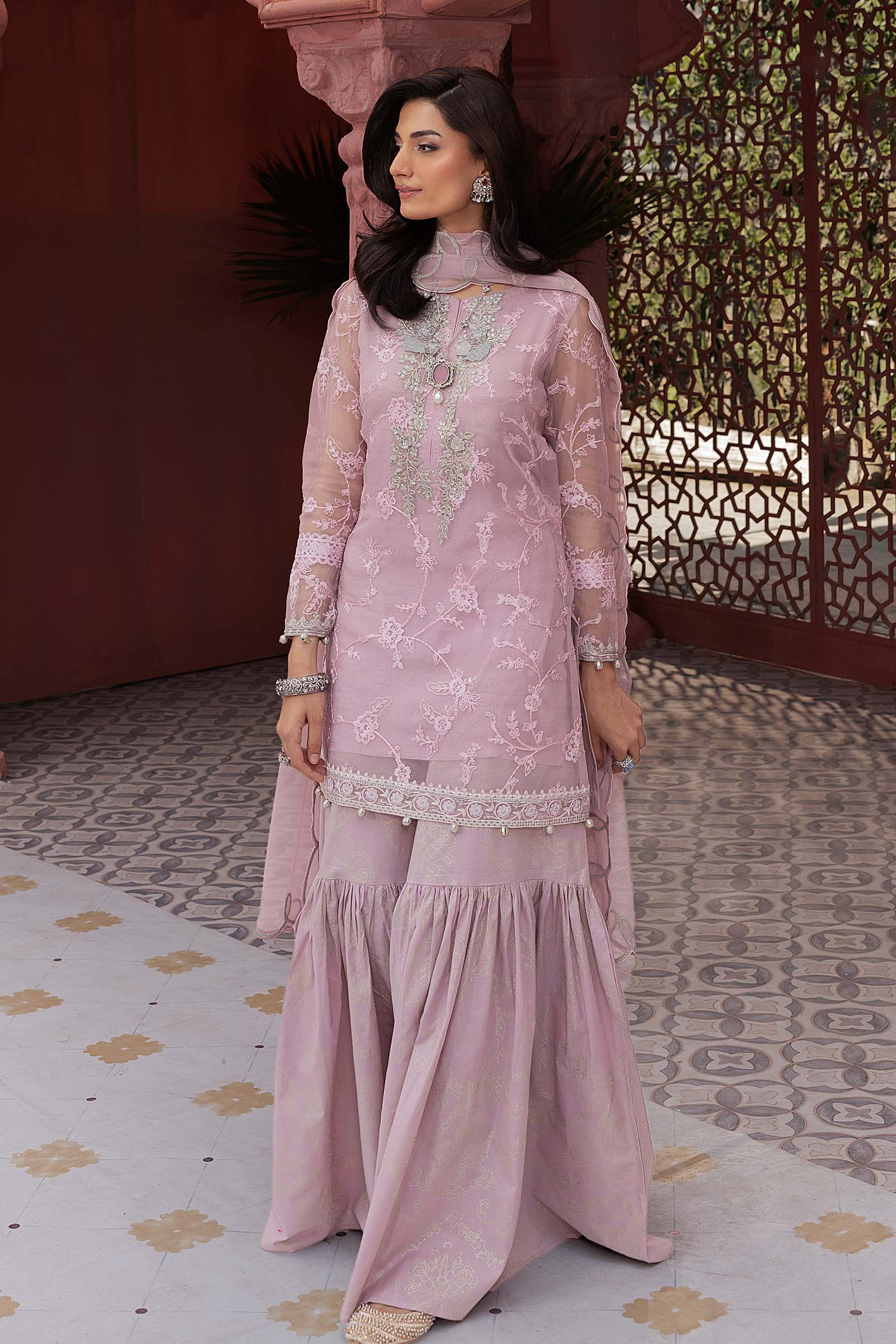 3 Piece Embroidered Cotton Silk Suit - Image 4