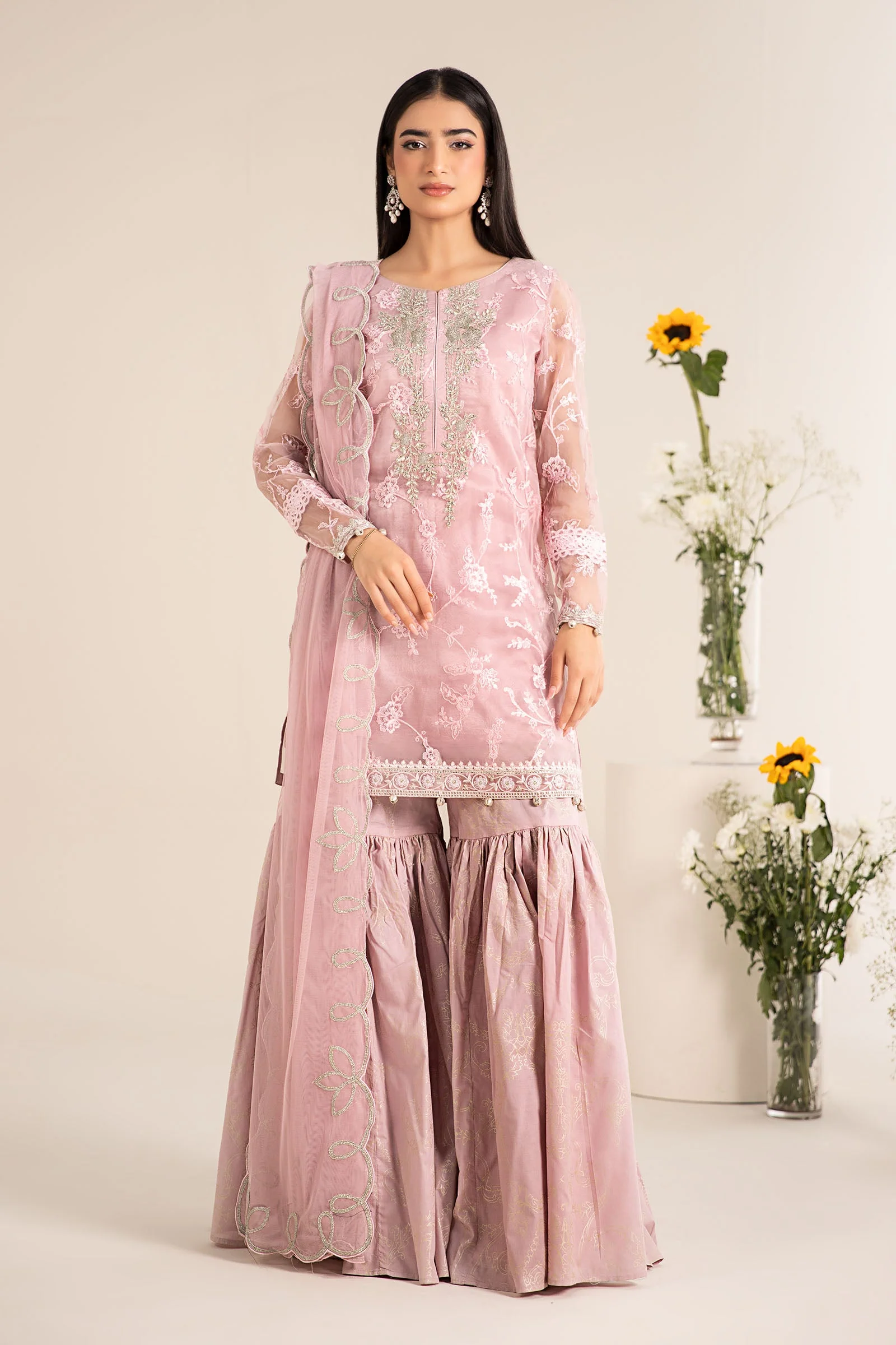 3 Piece Embroidered Cotton Silk Suit - Image 7