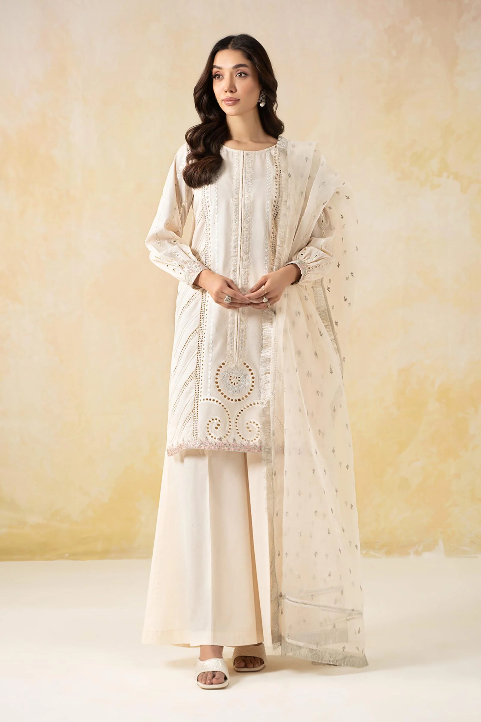 3 Piece Embroidered Dobby Suit