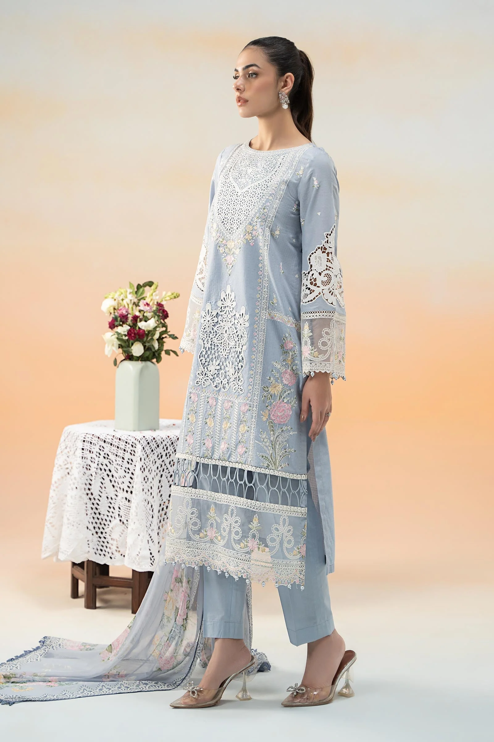 3 Piece Embroidered Dobby Lawn Suit - Image 7