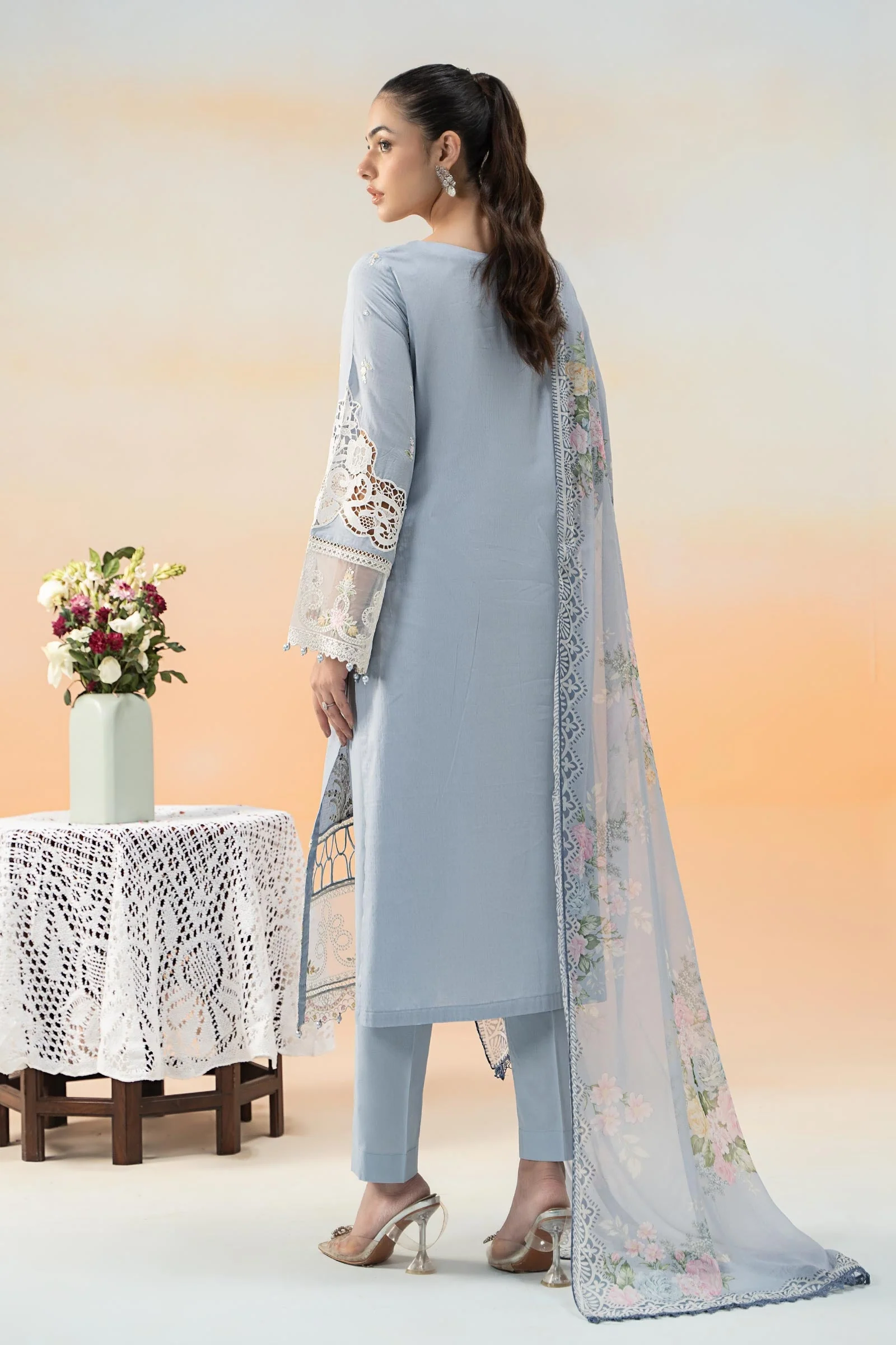 3 Piece Embroidered Dobby Lawn Suit - Image 8