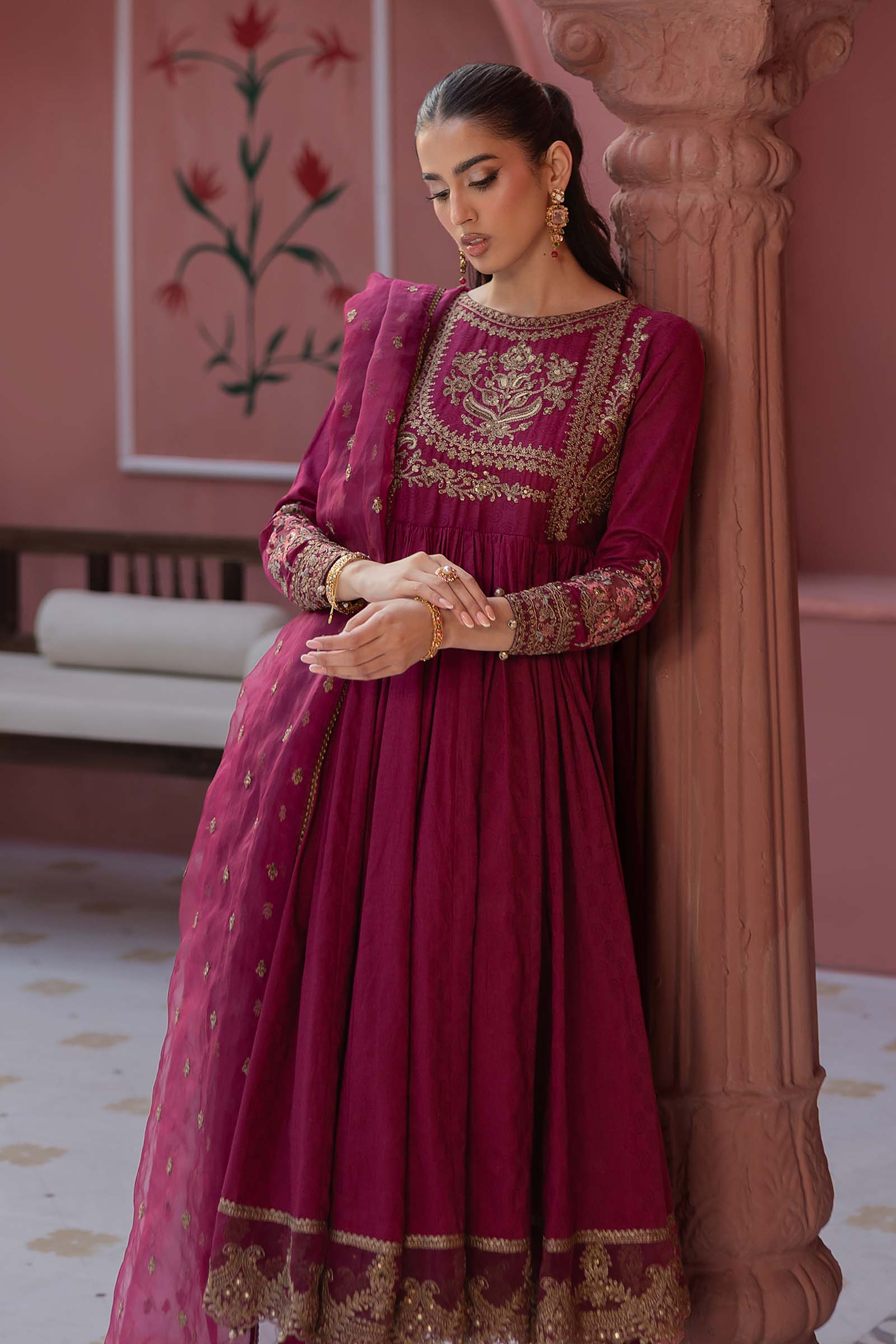 3 Piece Embroidered Self Jacquard Lawn Suit - Image 2