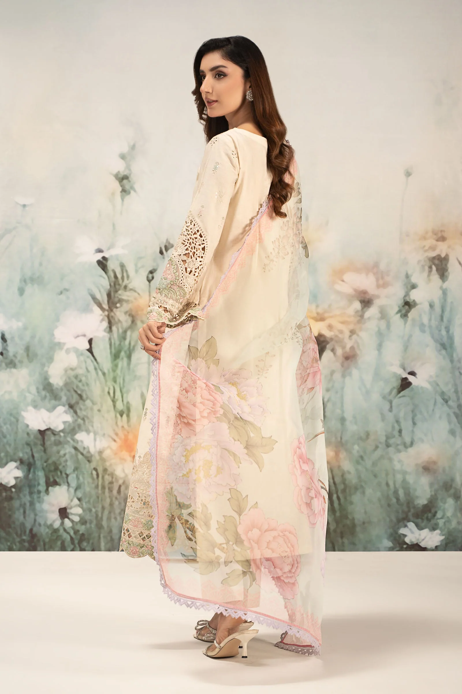3 Piece Embroidered Self Jacquard Lawn Suit - Image 13