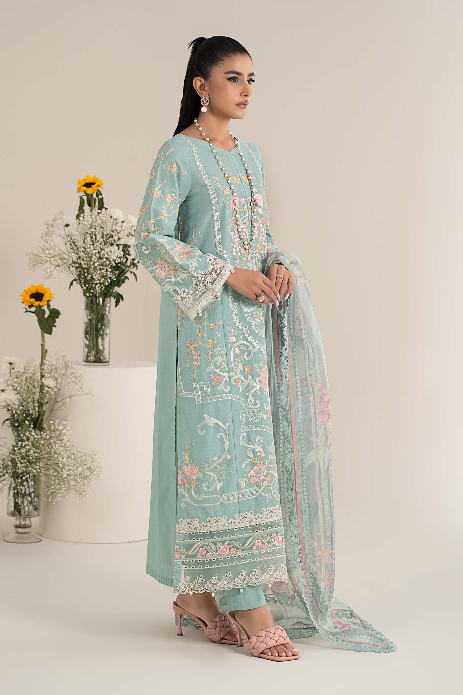 3 Piece Embroidered Self Jacquard Lawn Suit - Image 7
