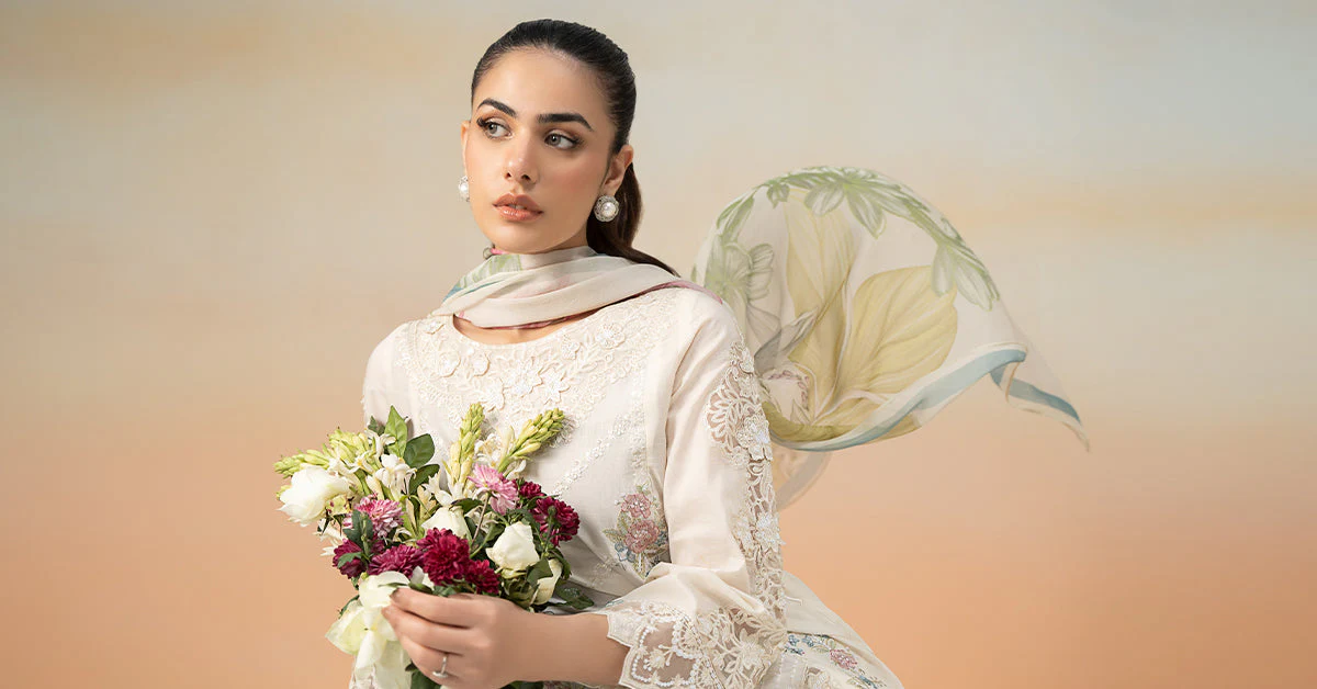 3 Piece Embroidered Dobby Lawn Suit - Image 9