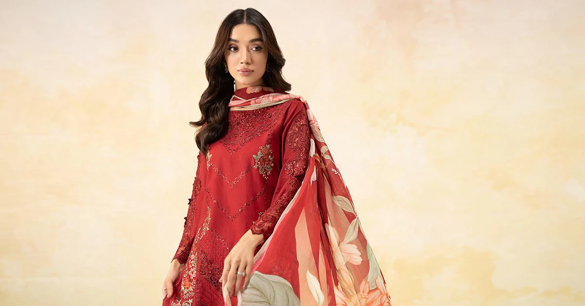3 Piece Embroidered Dobby Lawn Suit - Image 8