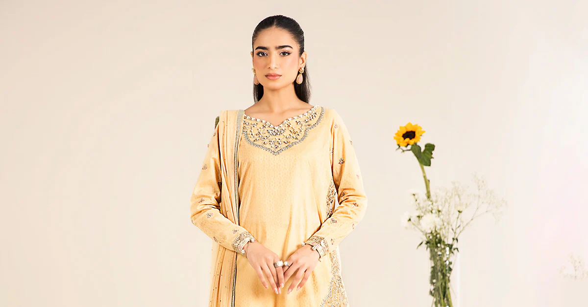 3 Piece Embroidered Dobby Lawn Suit - Image 11