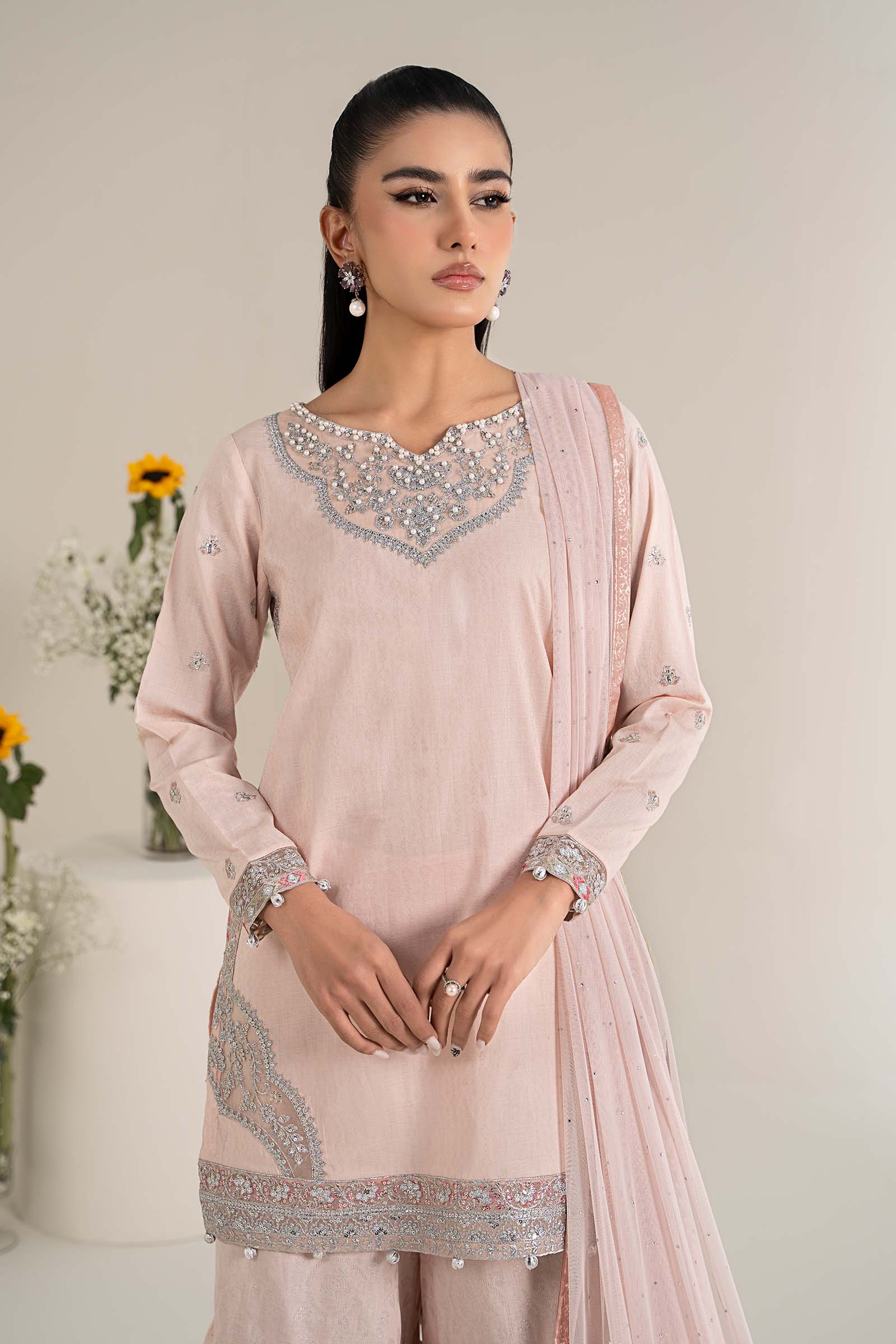 3 Piece Embroidered Dobby Lawn Suit - Image 3