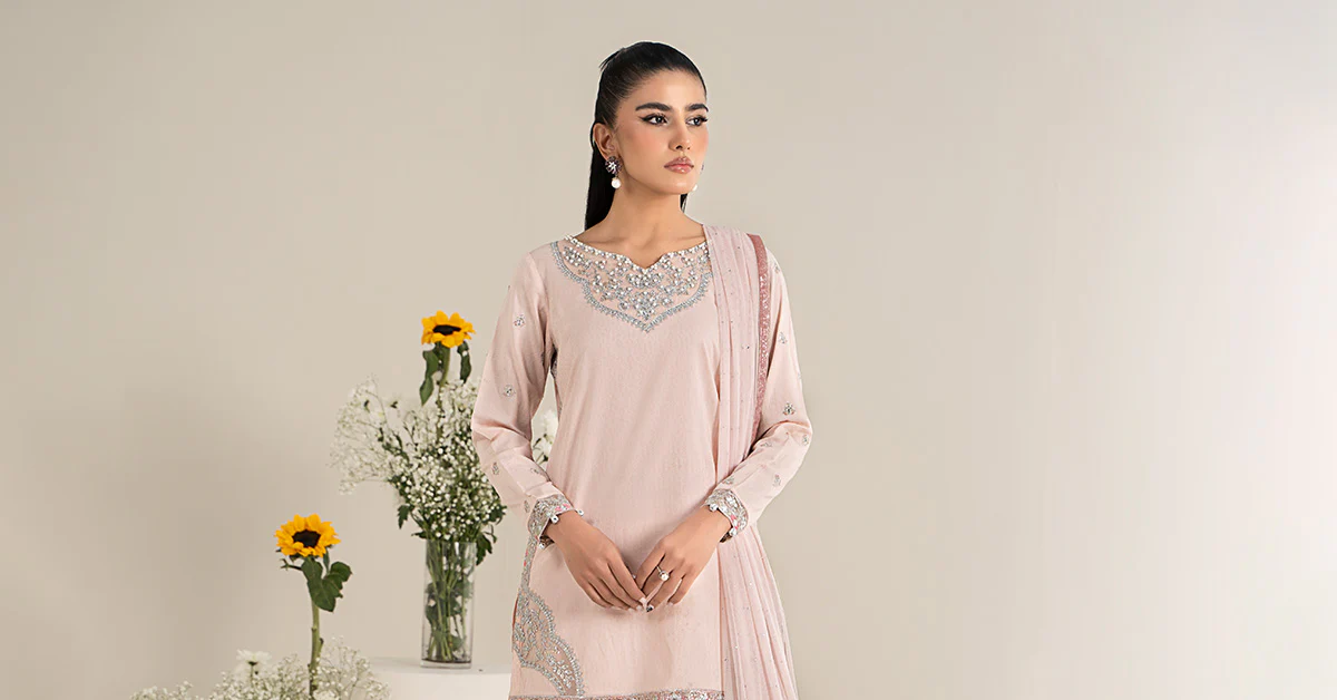 3 Piece Embroidered Dobby Lawn Suit - Image 8