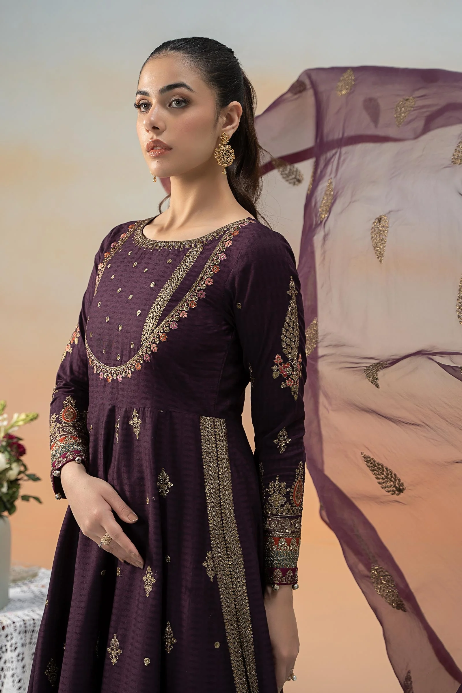 3 Piece Embroidered Doby Lawn Suit - Image 2