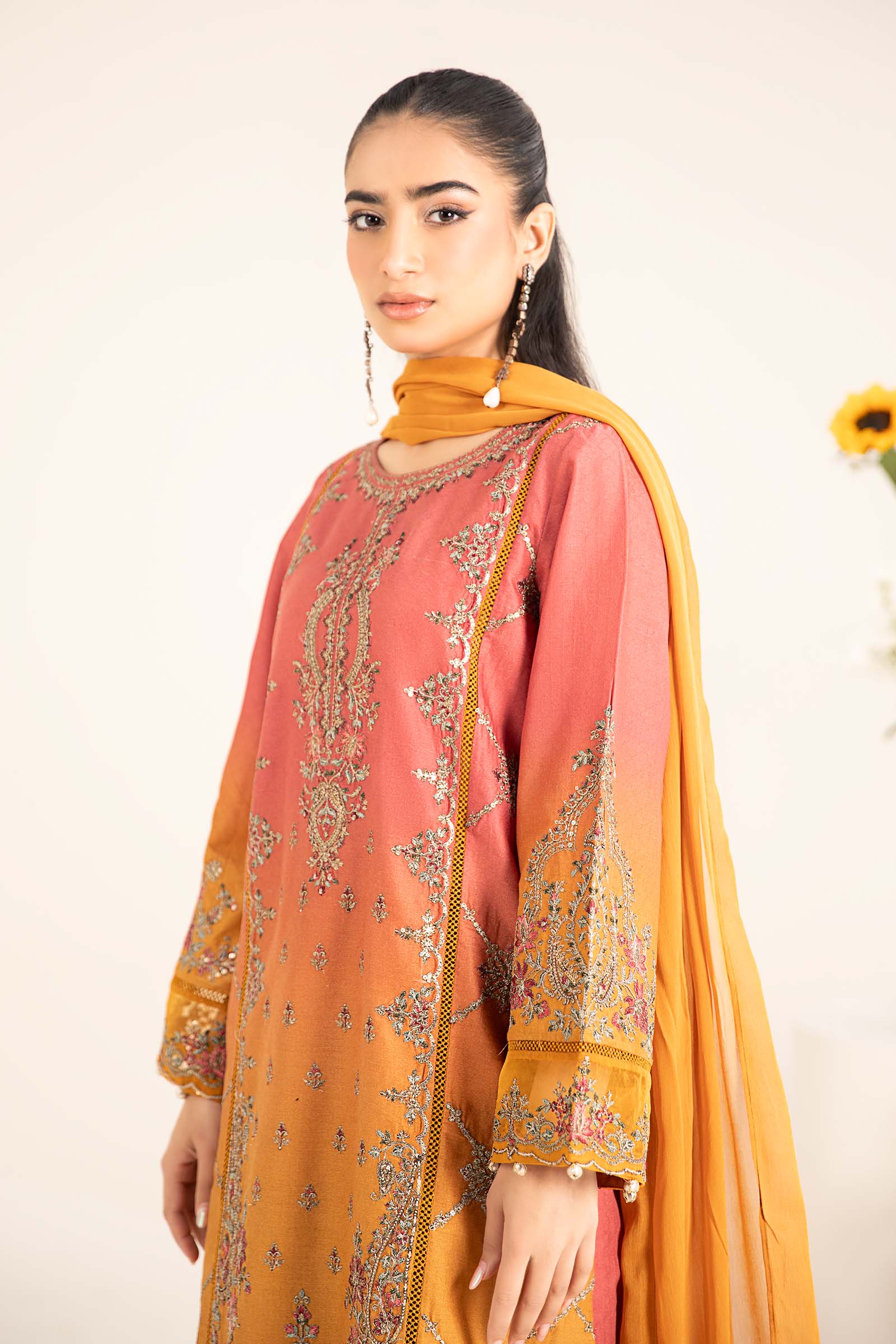 3 Piece Embroidered Self Jacquard Lawn Suit - Image 2