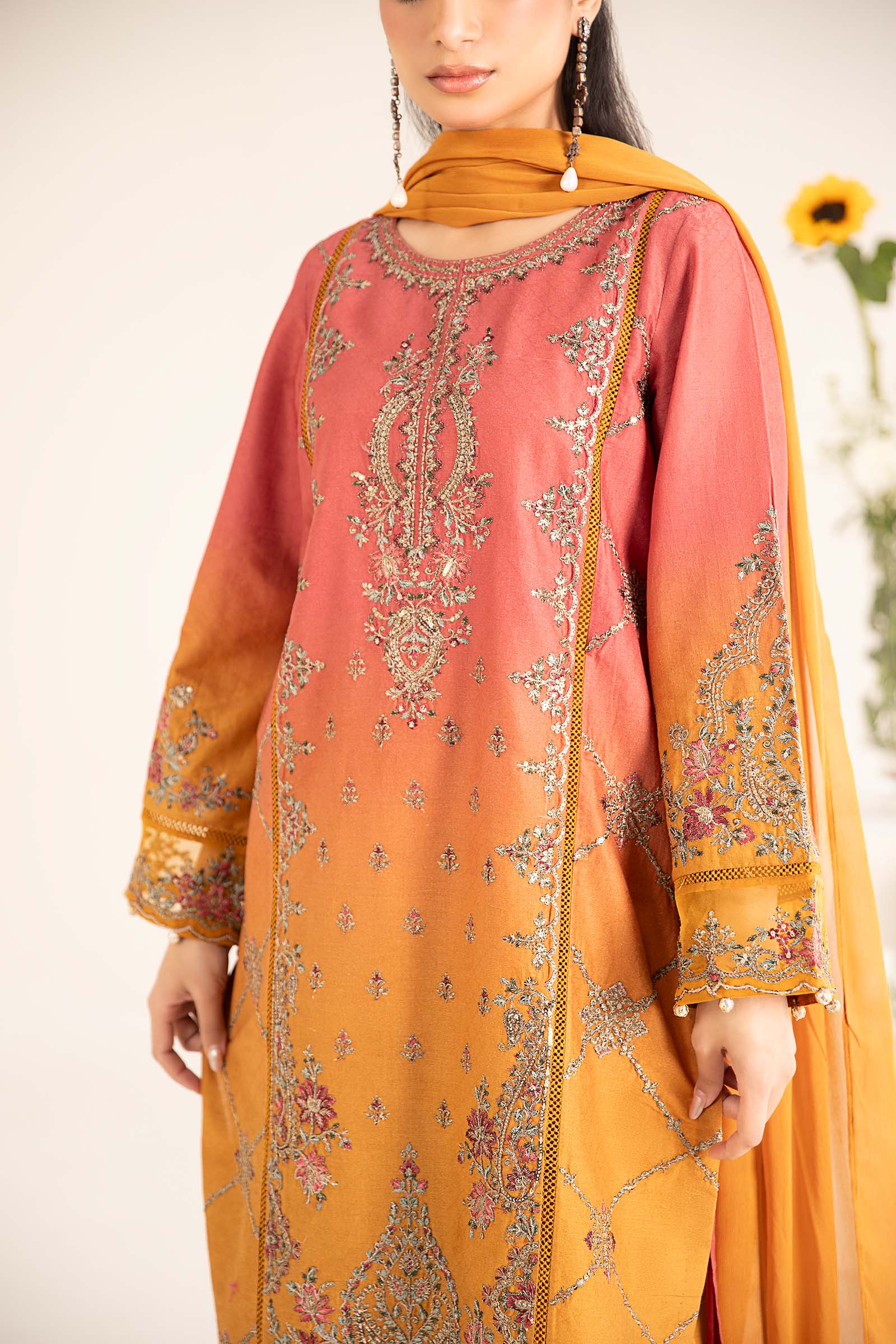 3 Piece Embroidered Self Jacquard Lawn Suit - Image 4
