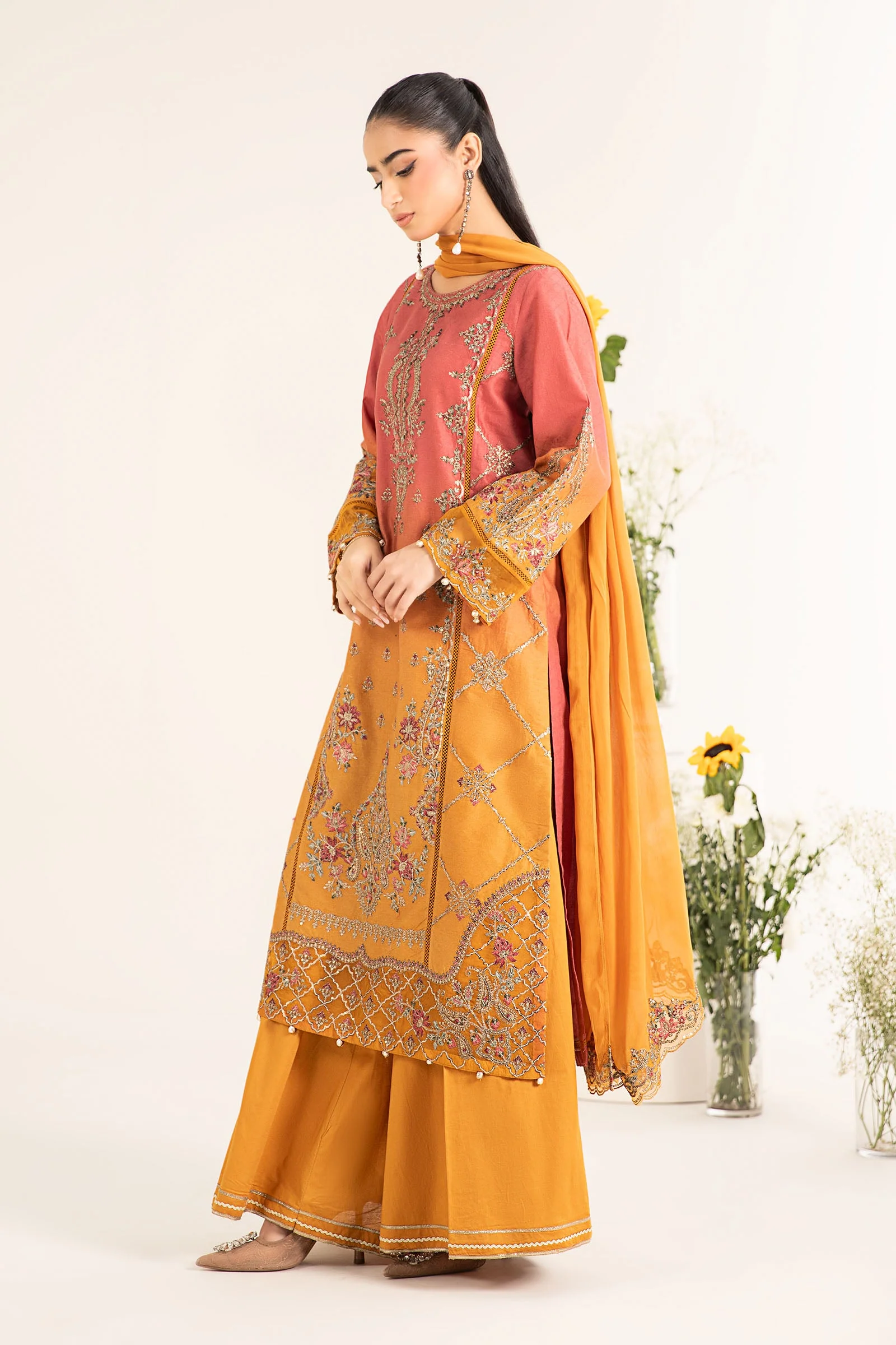 3 Piece Embroidered Self Jacquard Lawn Suit - Image 6
