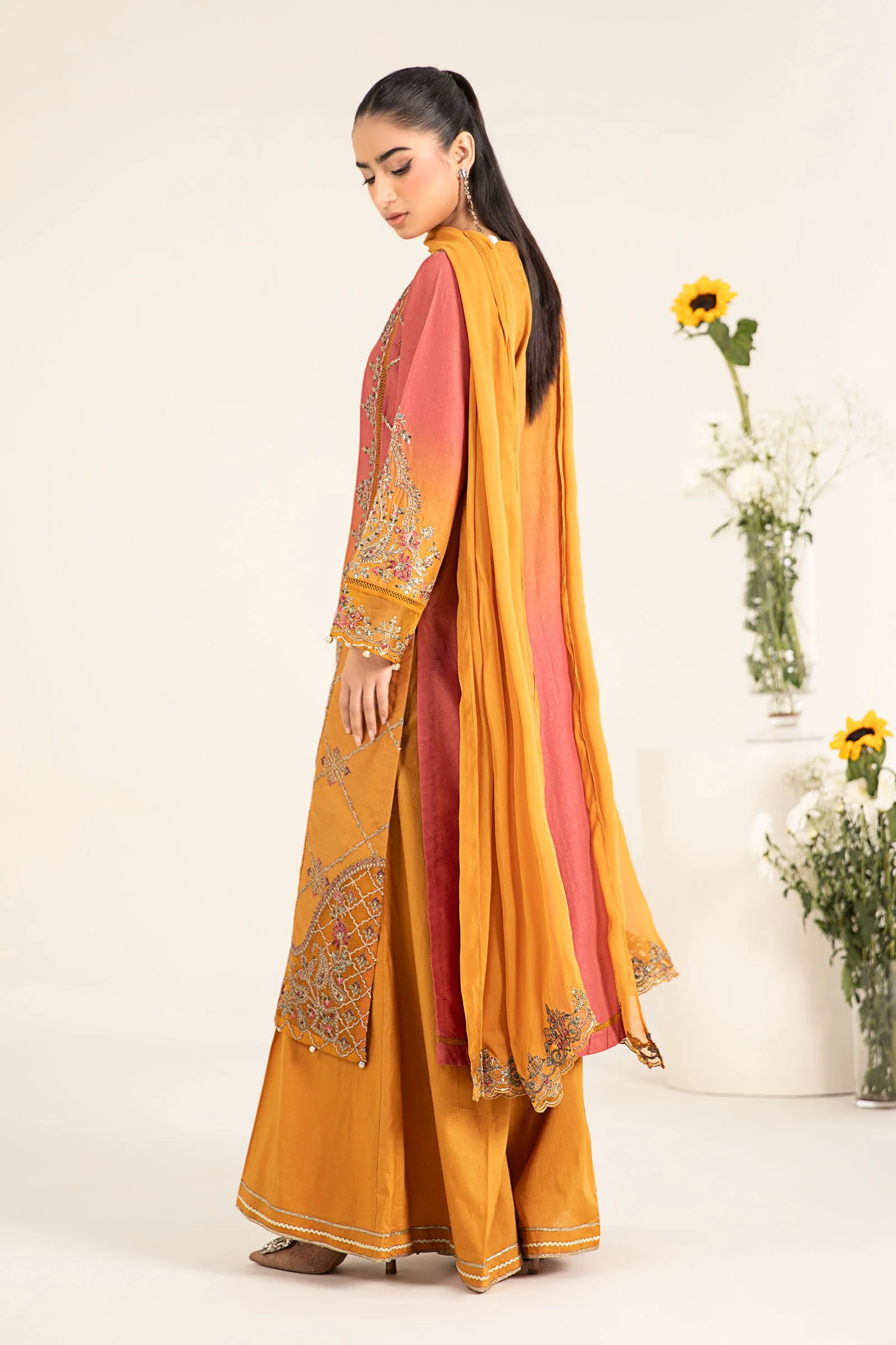 3 Piece Embroidered Self Jacquard Lawn Suit - Image 7