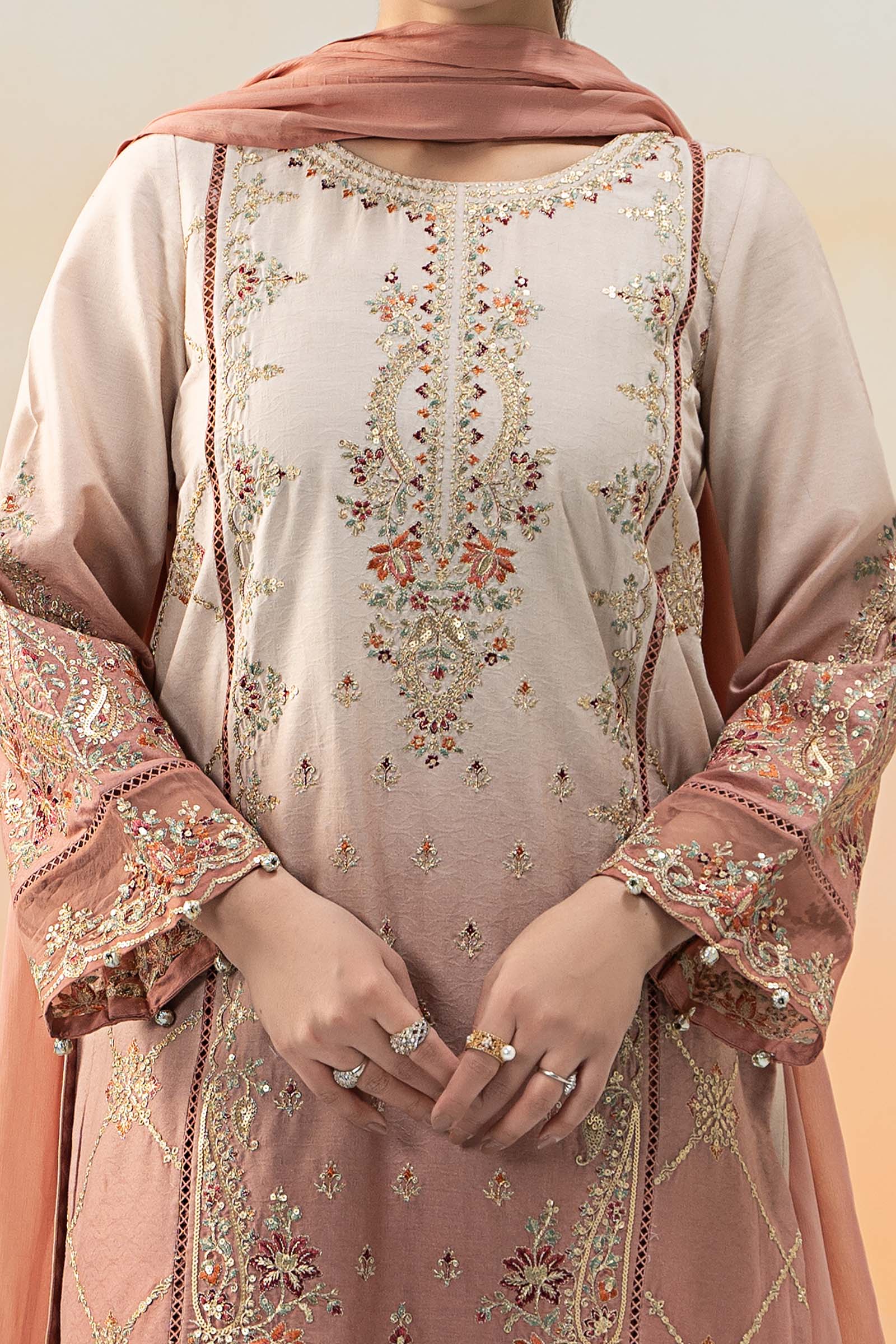 3 Piece Embroidered Self Jacquard Lawn Suit - Image 4