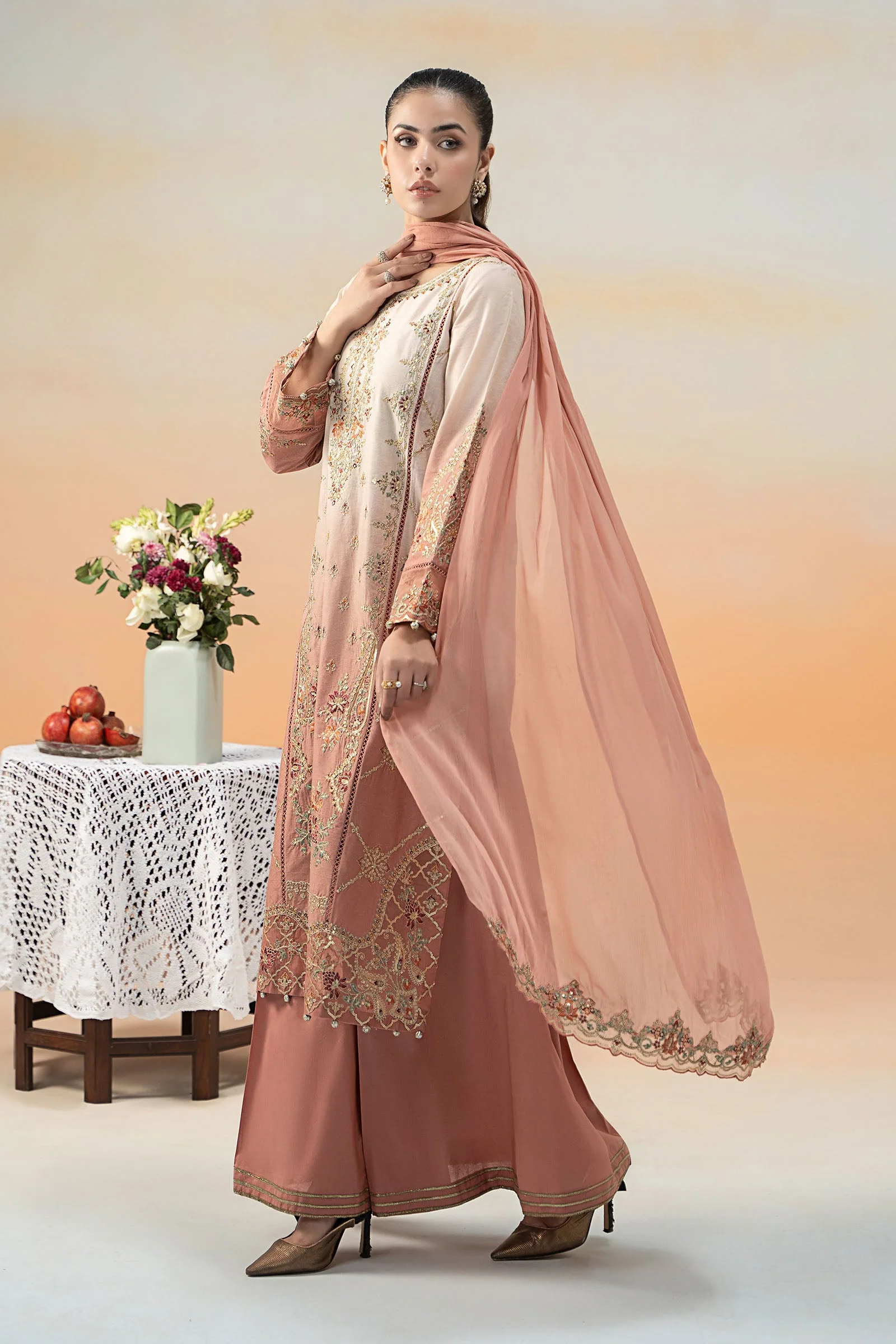 3 Piece Embroidered Self Jacquard Lawn Suit - Image 7