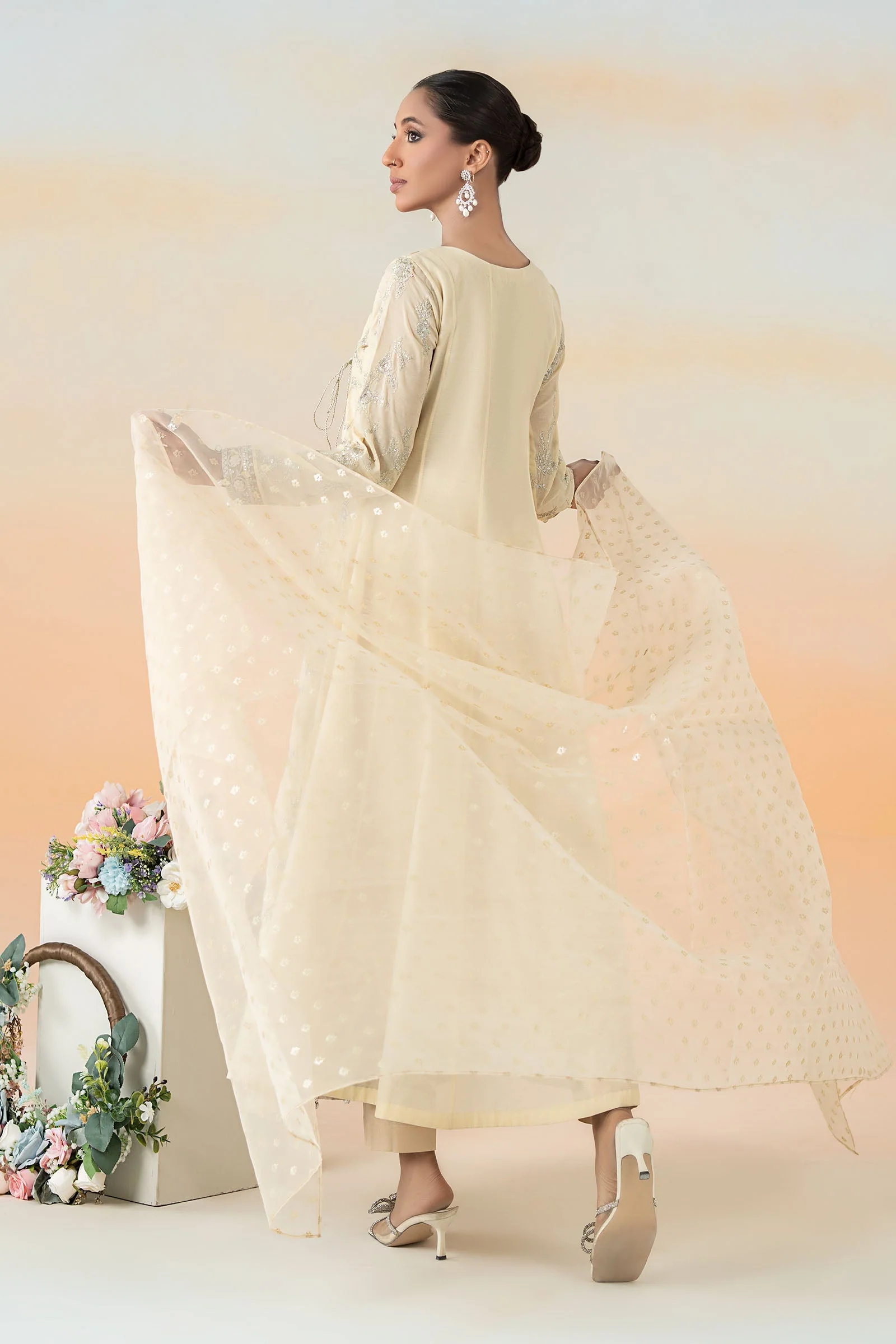 3 Piece Embroidered Paper Cotton Suit - Image 11