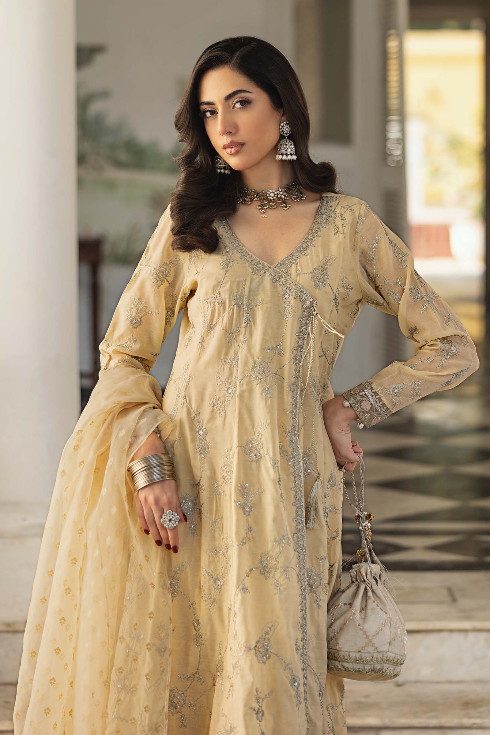 3 Piece Embroidered Paper Cotton Suit - Image 2
