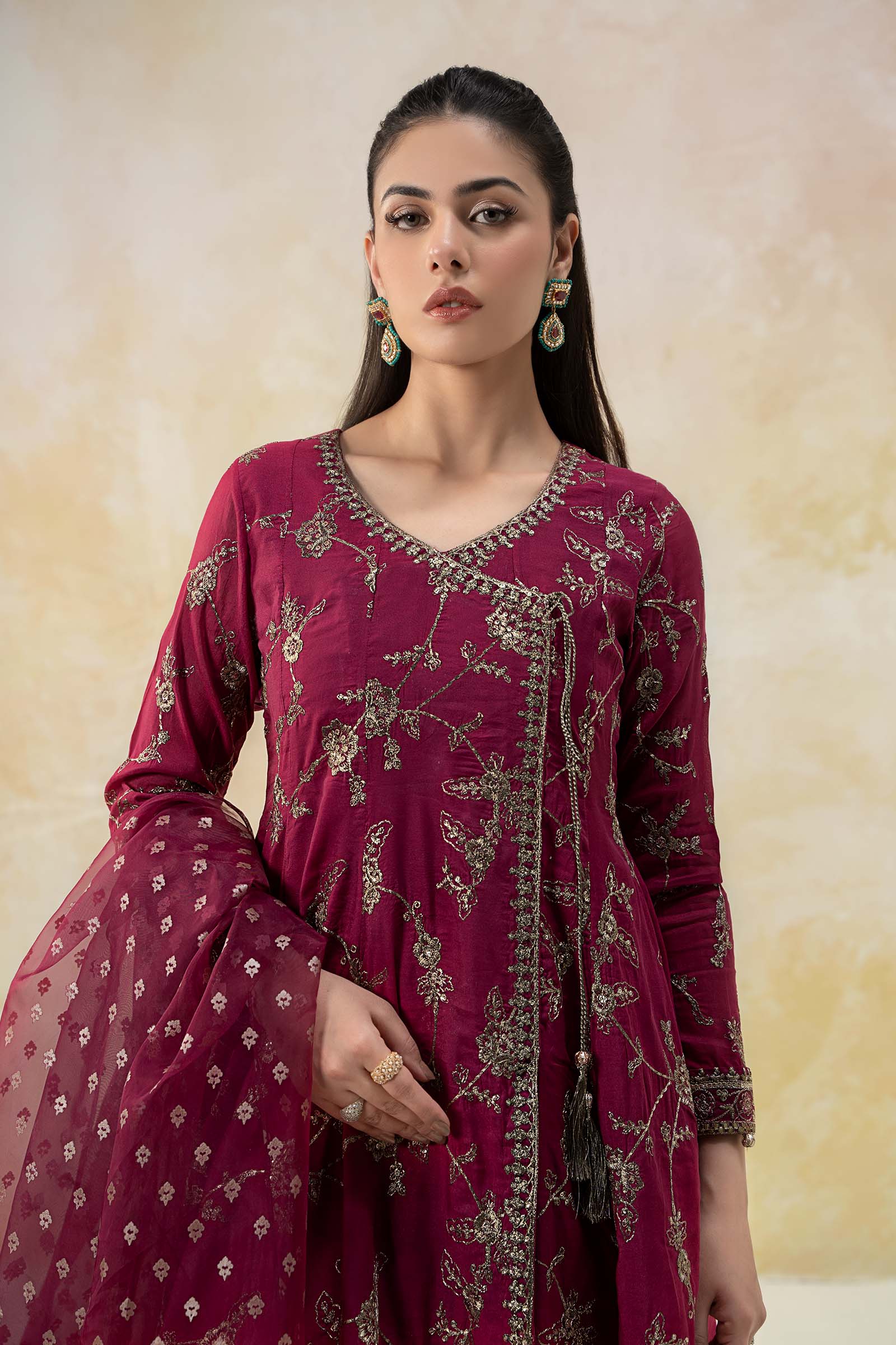3 Piece Embroidered Paper Cotton Suit - Image 2