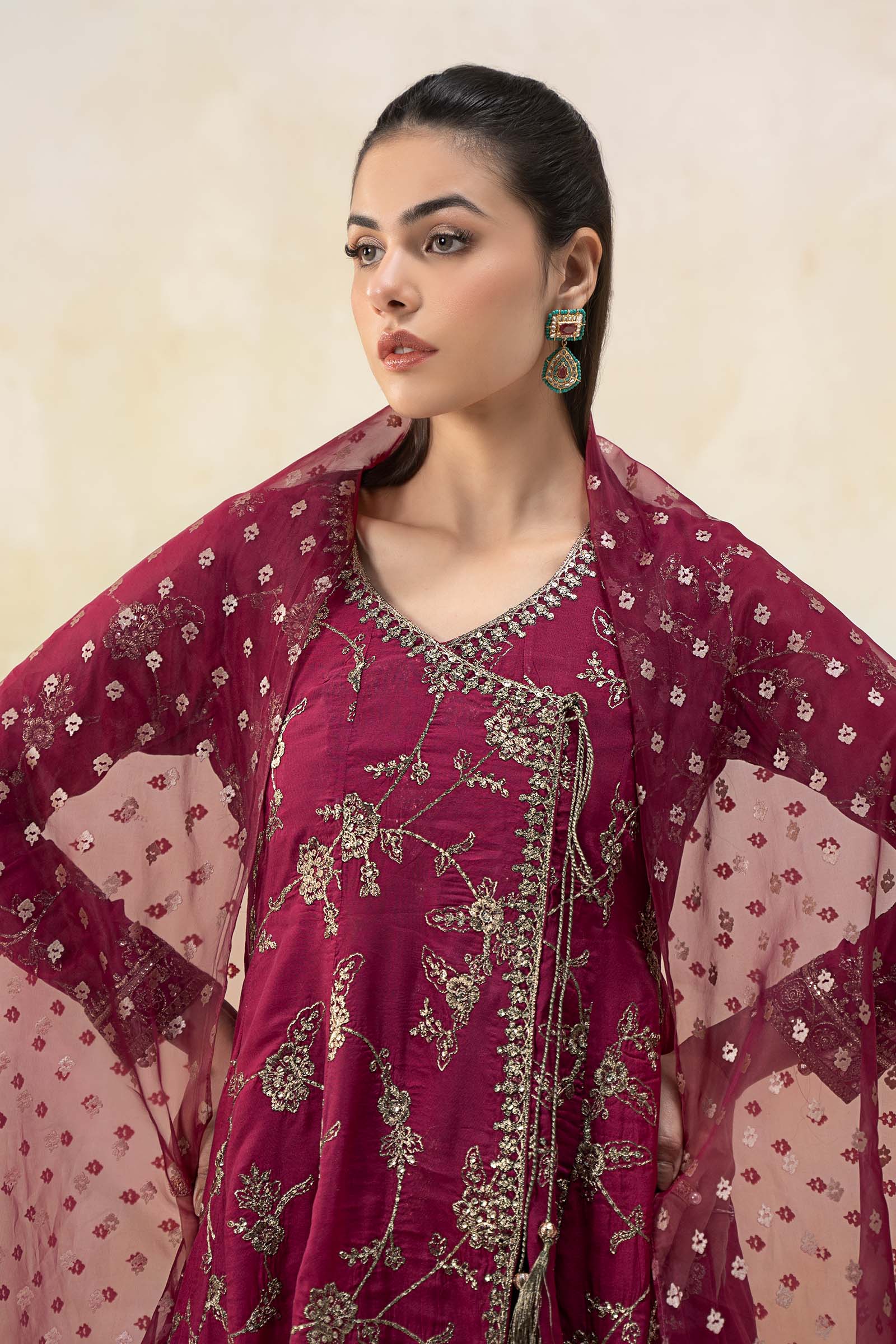 3 Piece Embroidered Paper Cotton Suit - Image 3
