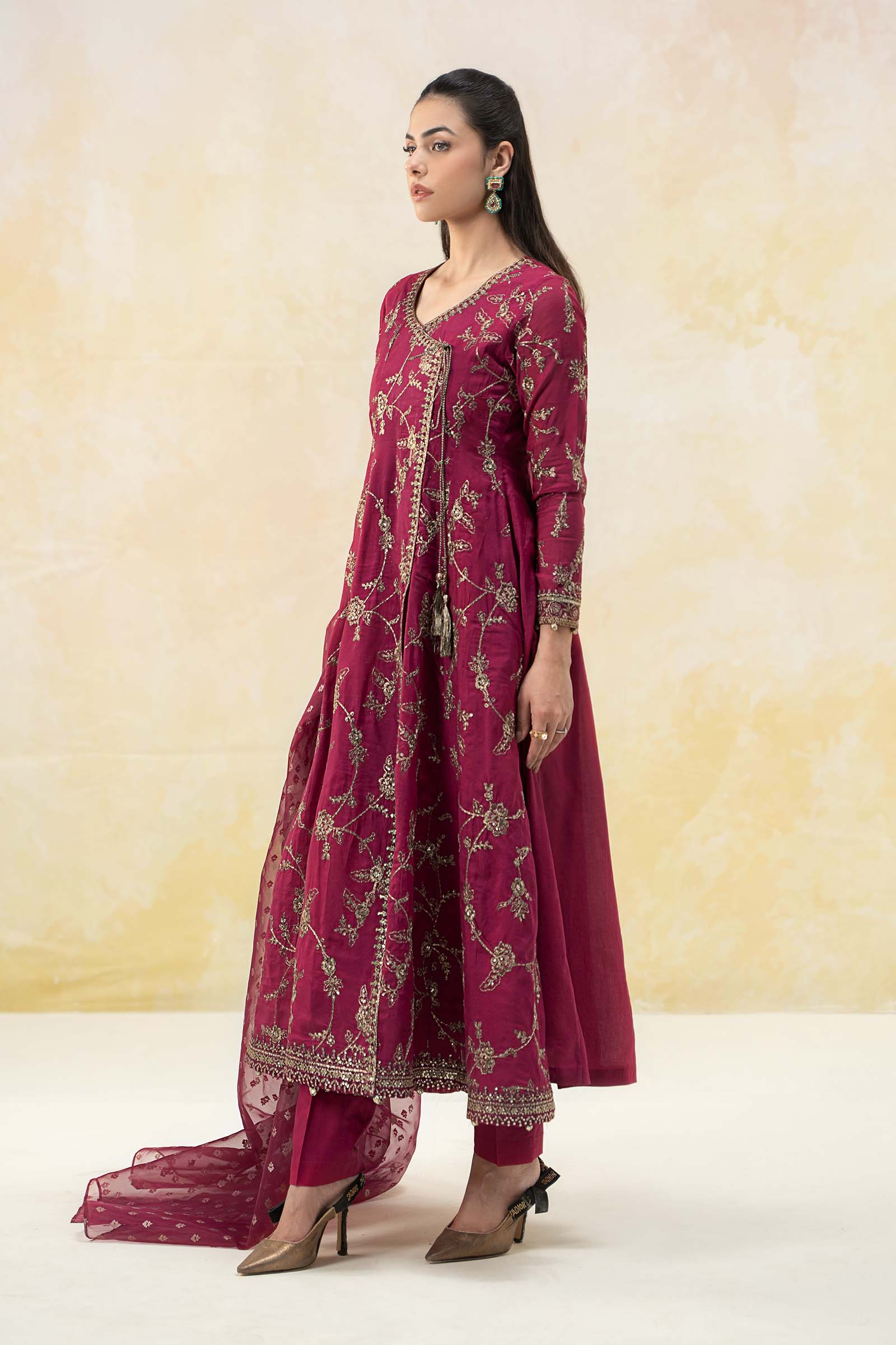 3 Piece Embroidered Paper Cotton Suit - Image 4