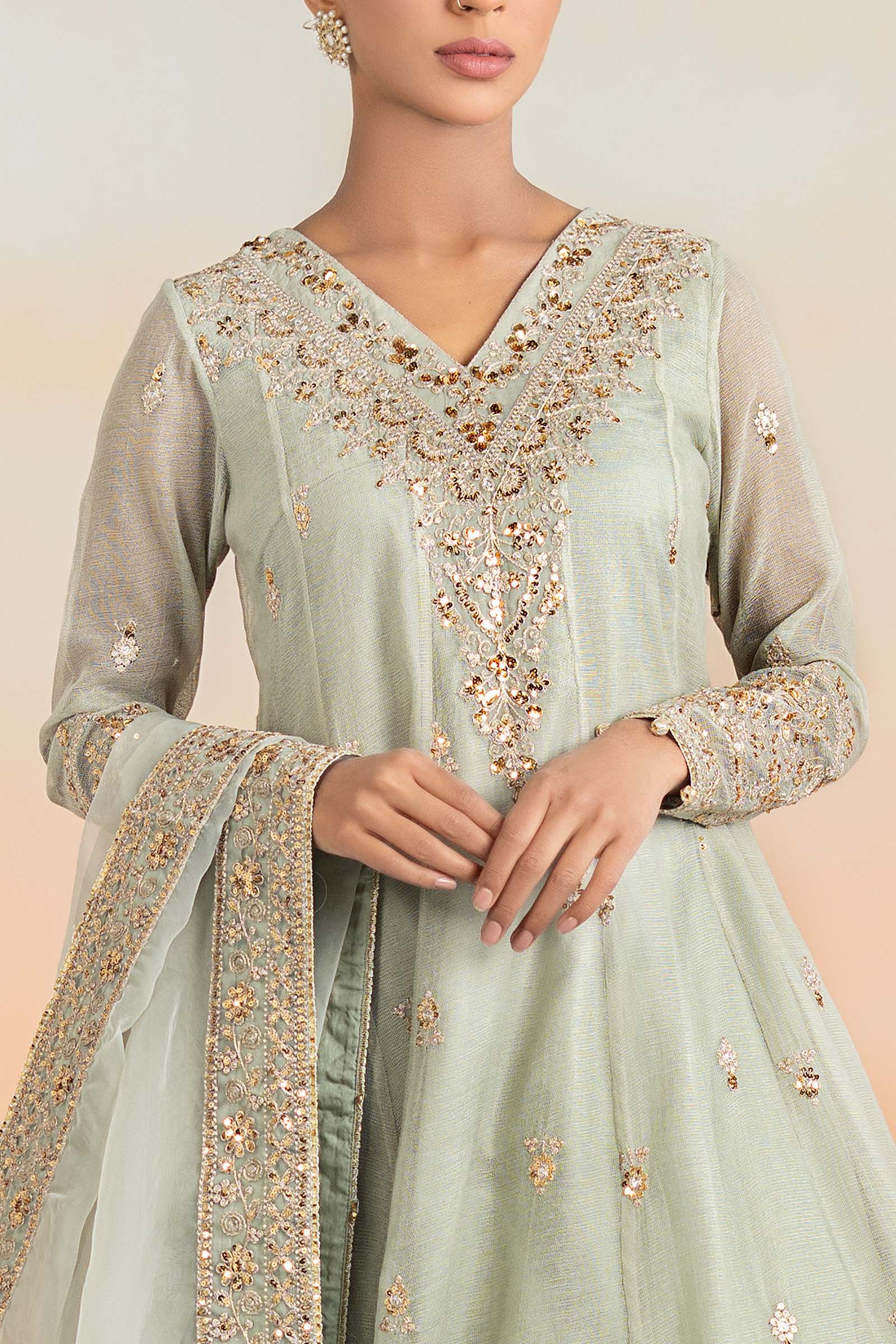 3 Piece Embroidered Cotton Net Suit - Image 3
