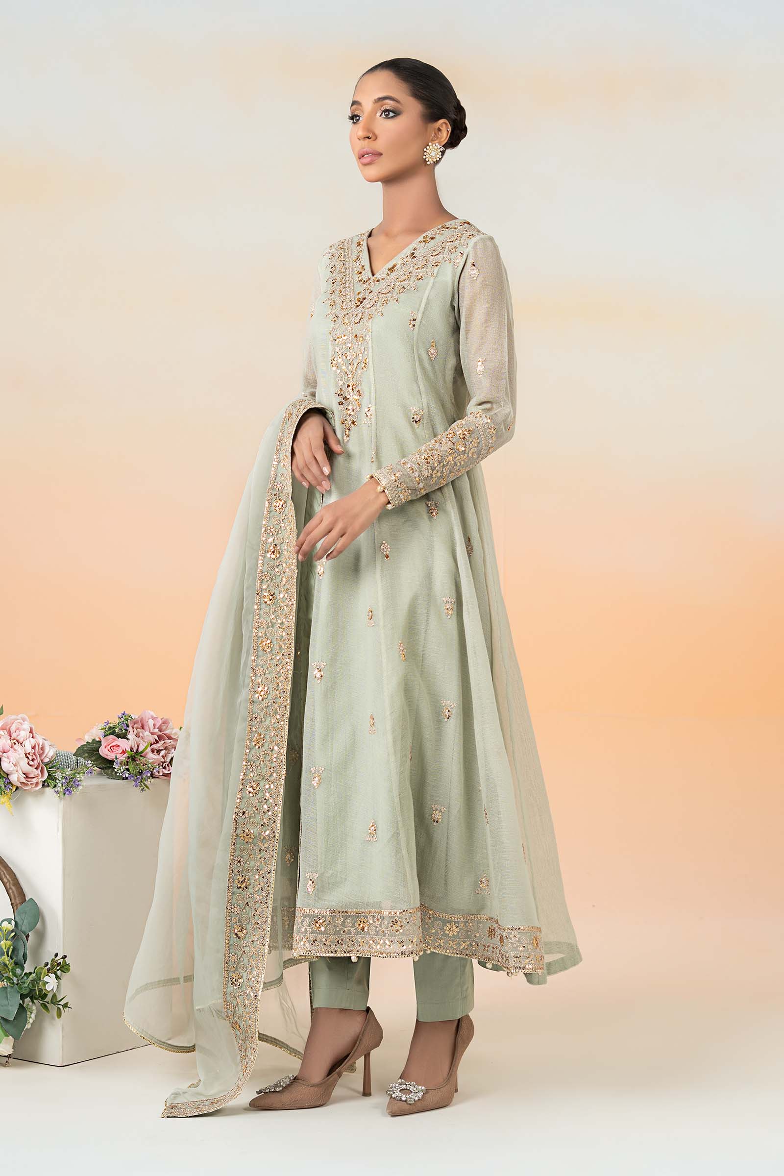 3 Piece Embroidered Cotton Net Suit - Image 5