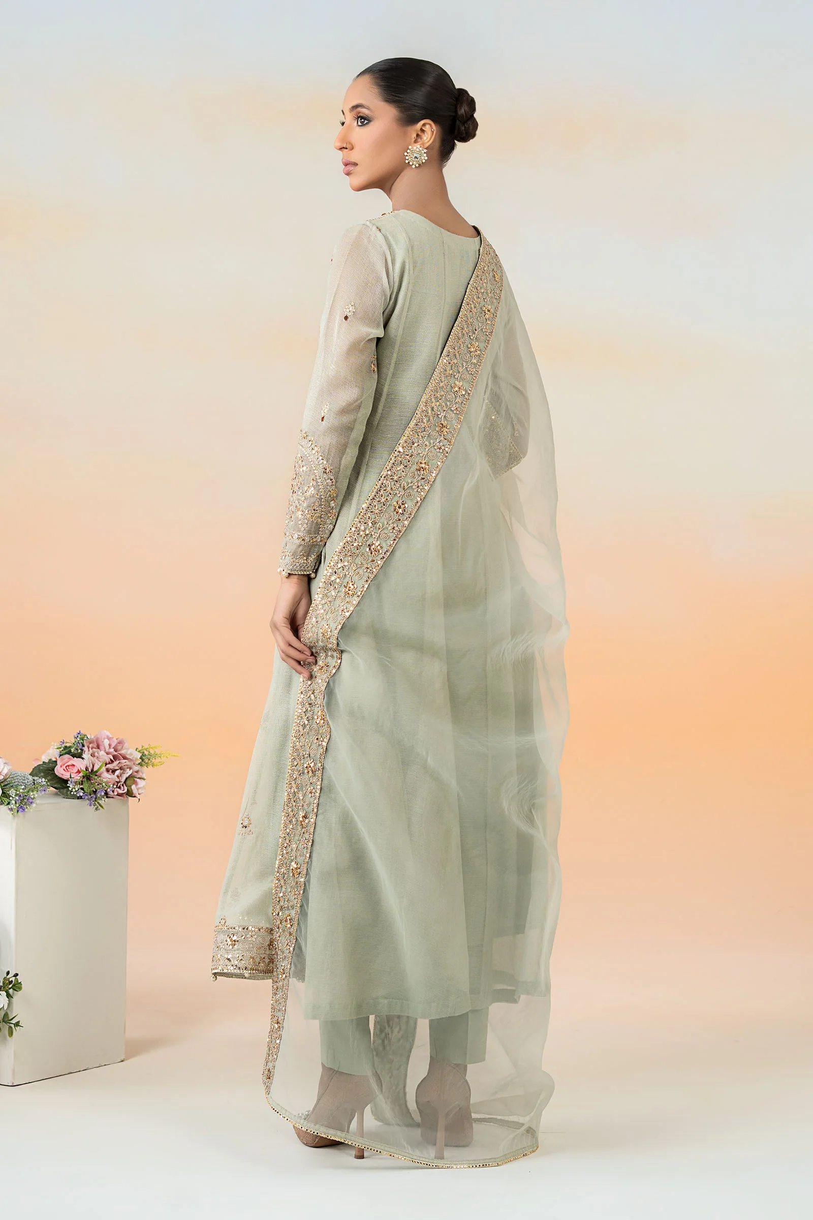 3 Piece Embroidered Cotton Net Suit - Image 6