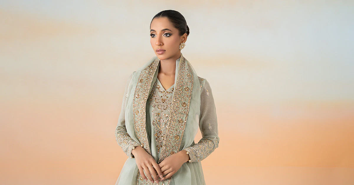 3 Piece Embroidered Cotton Net Suit - Image 7