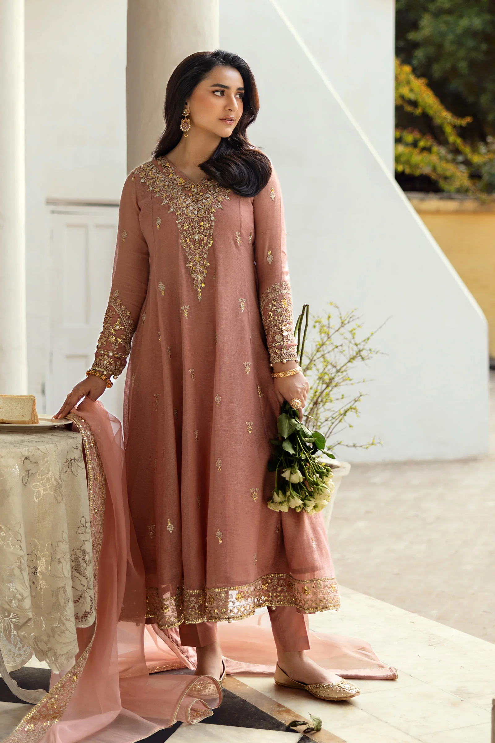 3 Piece Embroidered Cotton Net Suit