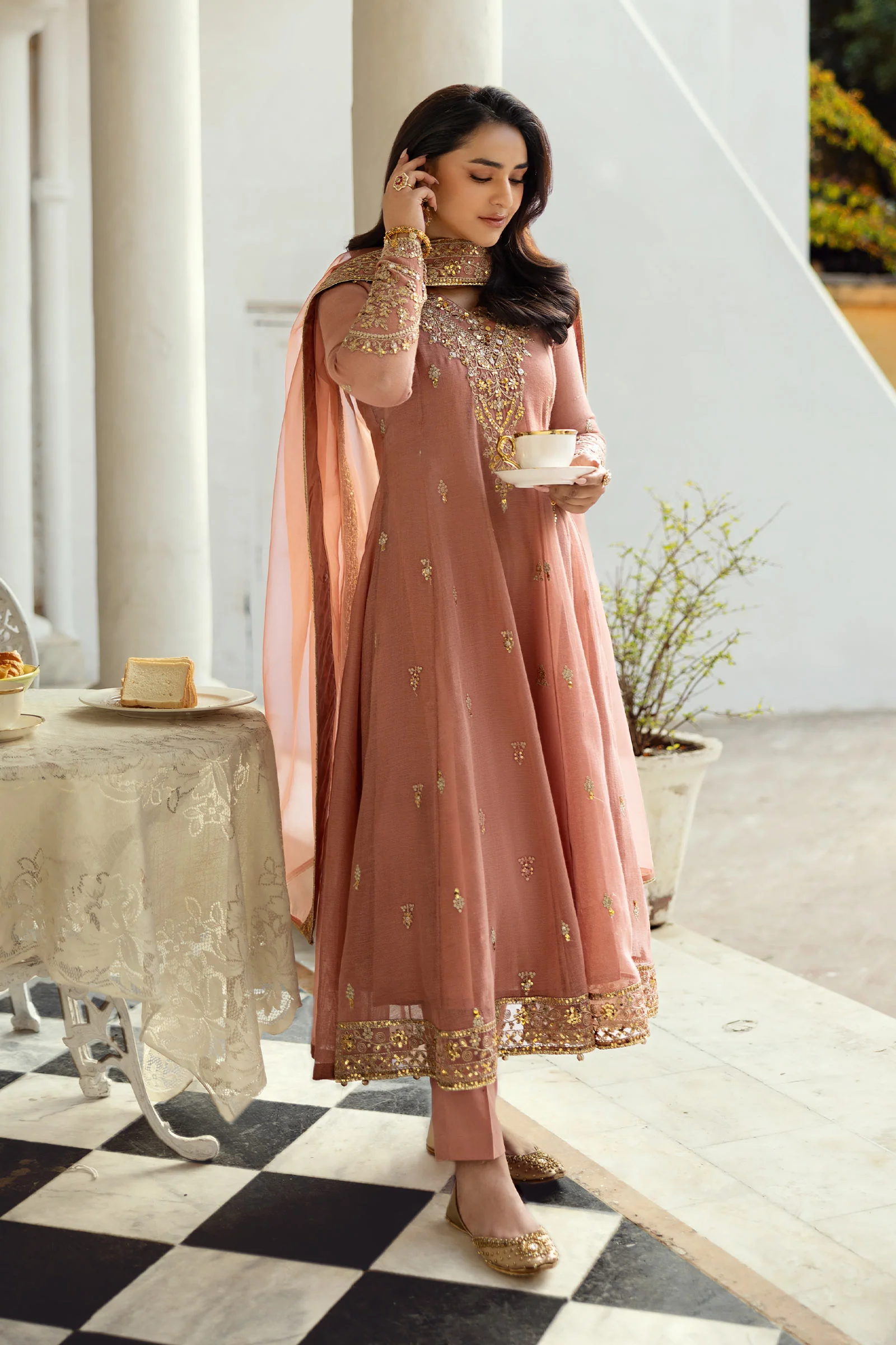 3 Piece Embroidered Cotton Net Suit - Image 3