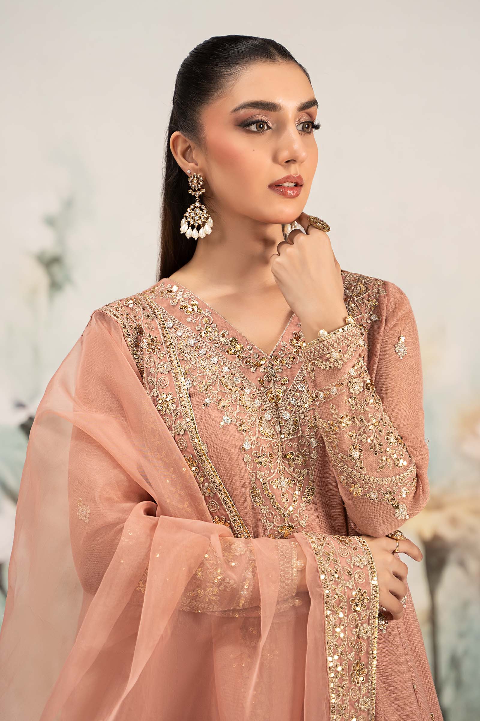 3 Piece Embroidered Cotton Net Suit - Image 6