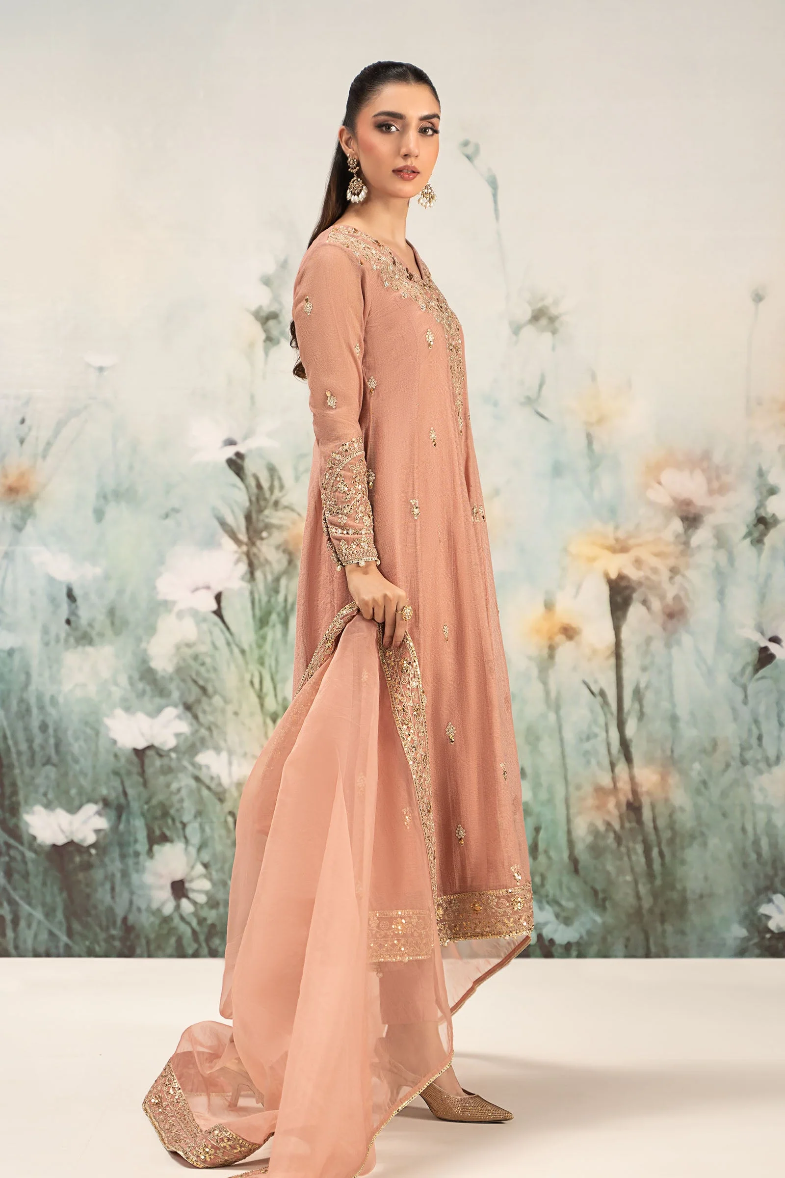 3 Piece Embroidered Cotton Net Suit - Image 9