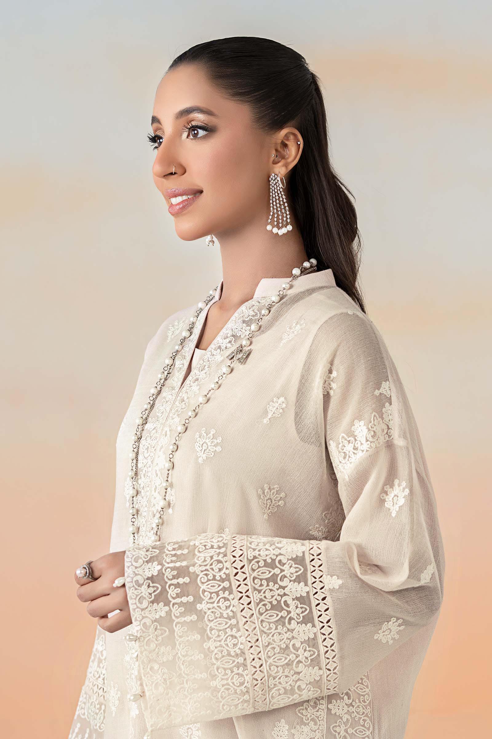 3 Piece Embroidered Cotton Net Suit - Image 2